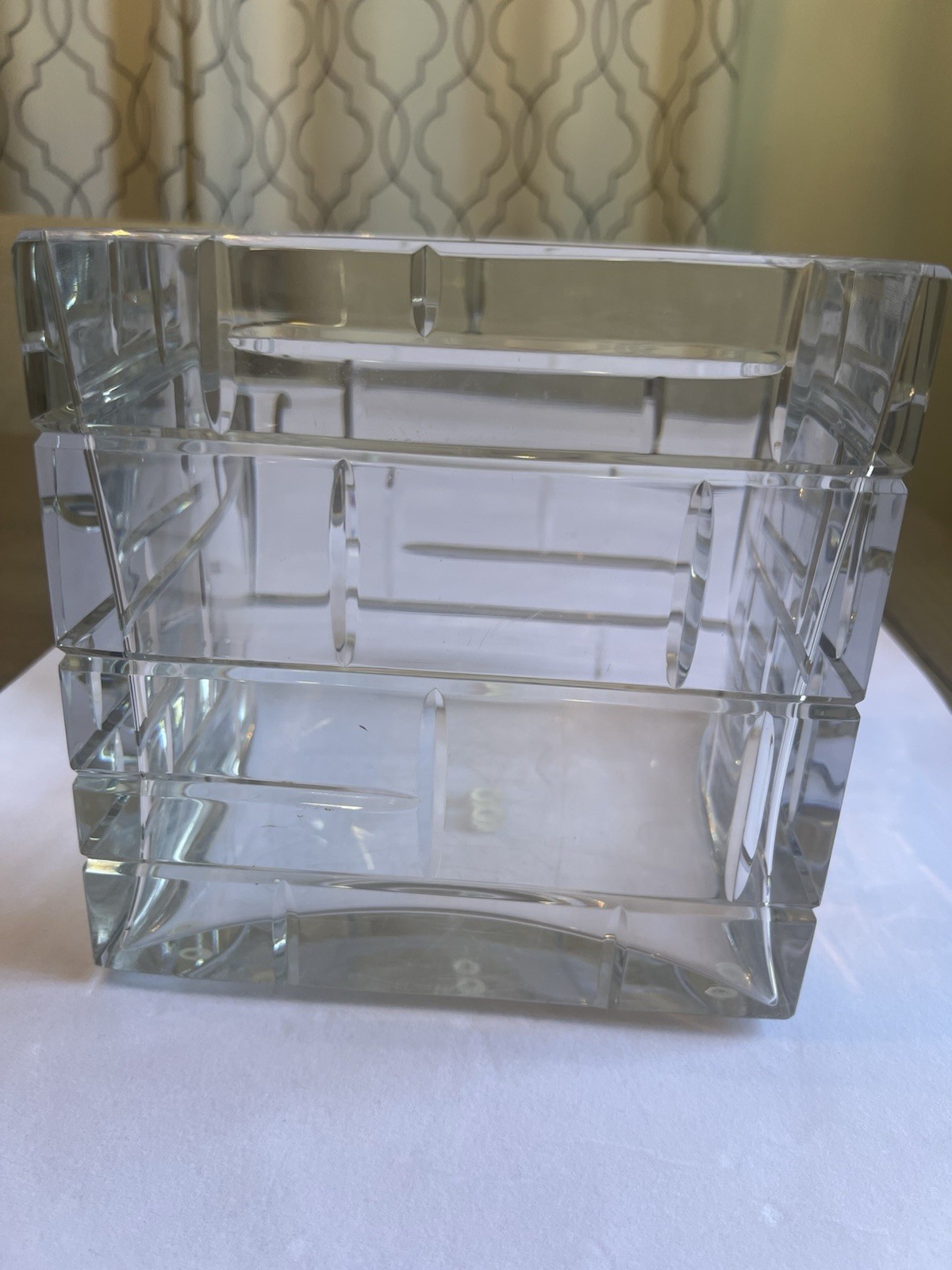 Vintage Baccarat Crystal Espalier XL Square Vase Rare 7.75″ X 7.75″ X 7.75″