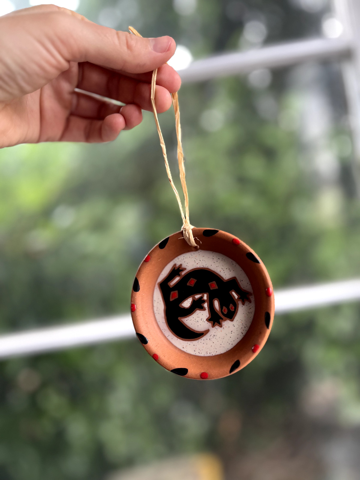 Handmade Southwest Pottery Ornament Christmas Lizard Blazing Desert Pottery