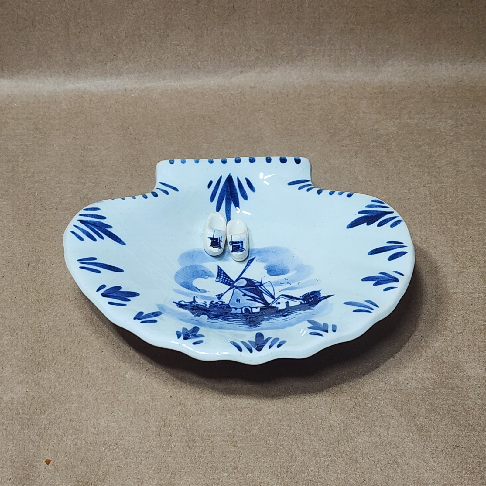 D.P. Delft Blue Hand Painted In Holland Windmill Clogs Ashtray