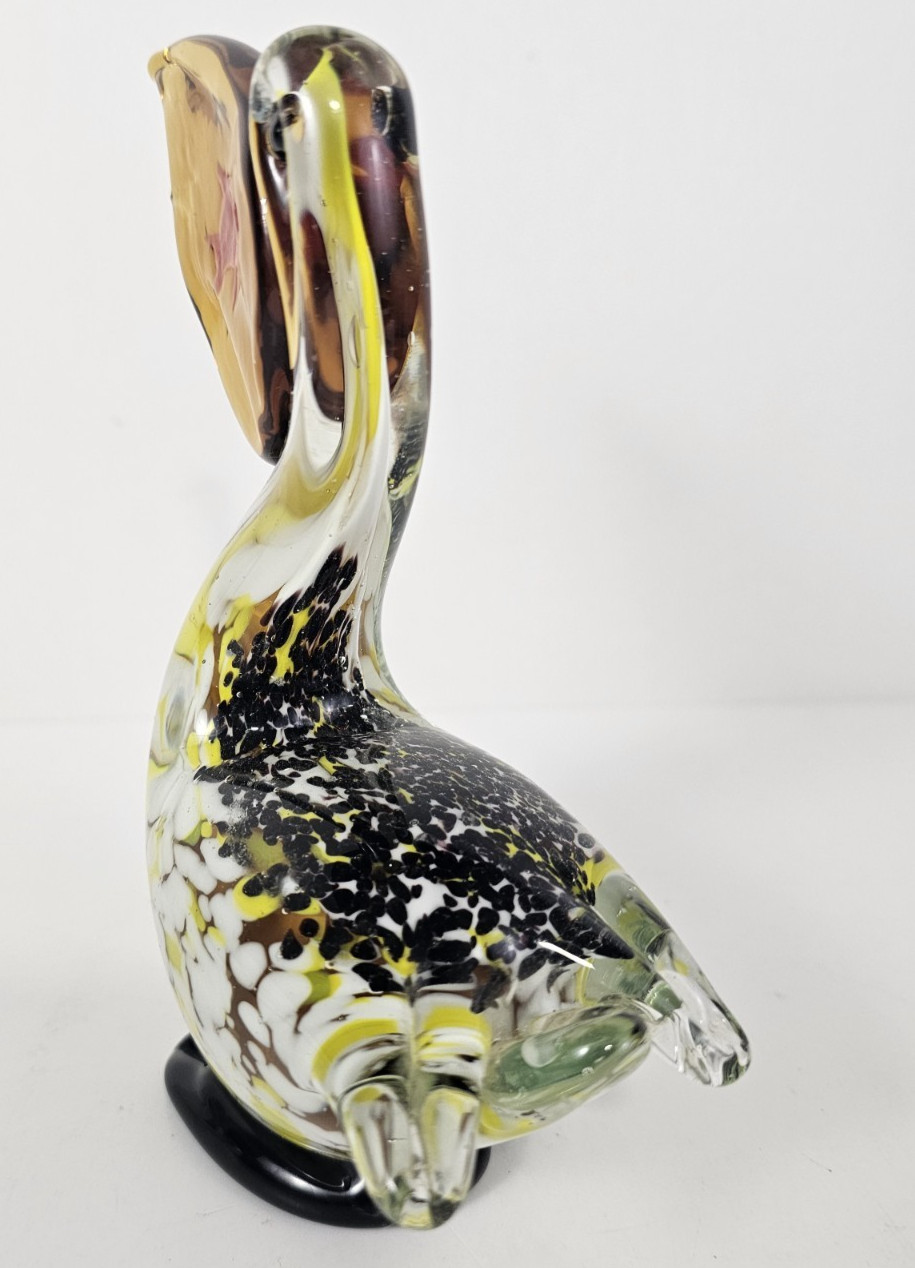 Vintage Retro Art Glass Pelican Murano Style Figurine Murano Style Coastal Bird