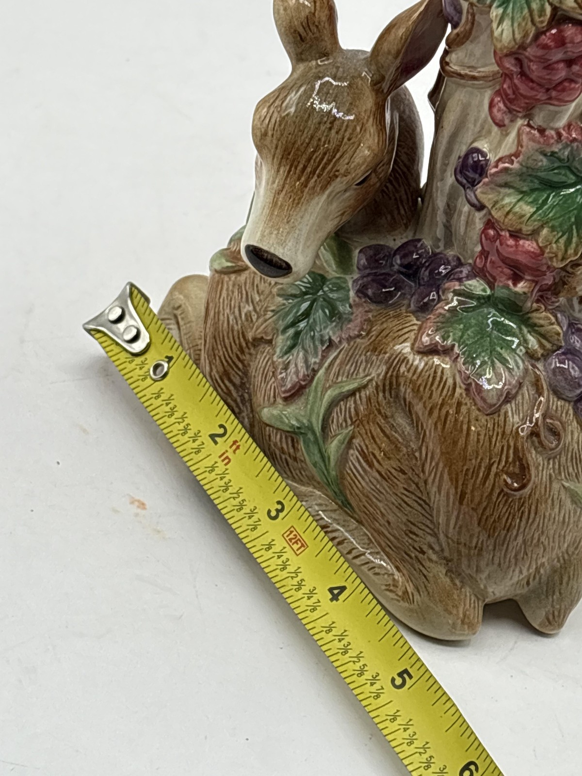 Fitz & Floyd Classics Deer Vase Multicolor Grapevine Hand Painted Porcelain