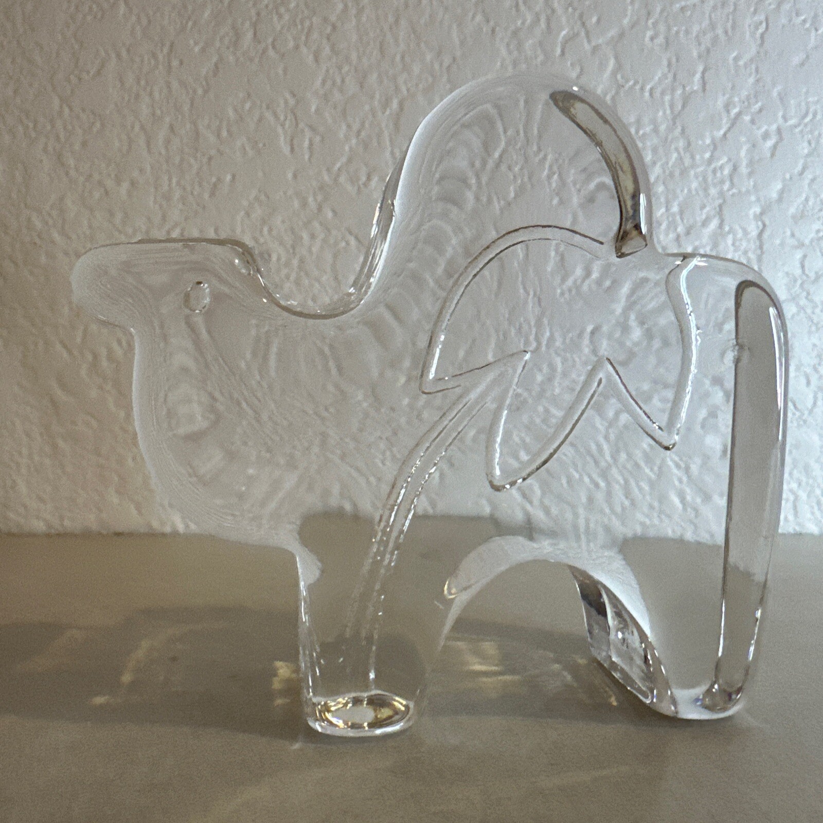 Vintage KOSTA BODA Crystal Camel With Palm Tree Glass Figurine Zoo Animal Signed