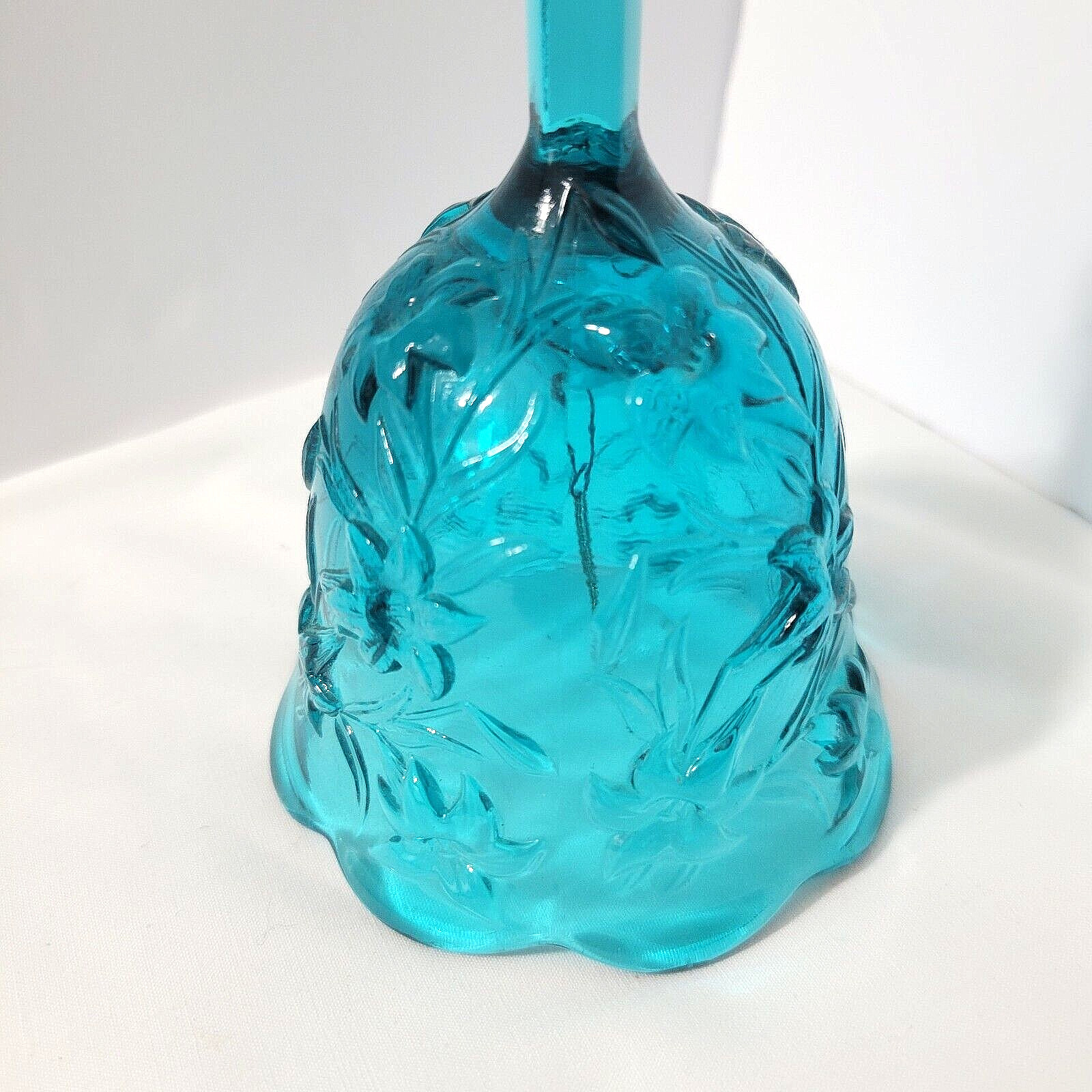 Fenton Bell Teal Blue Cross Handle Easter Lilies Lily Design