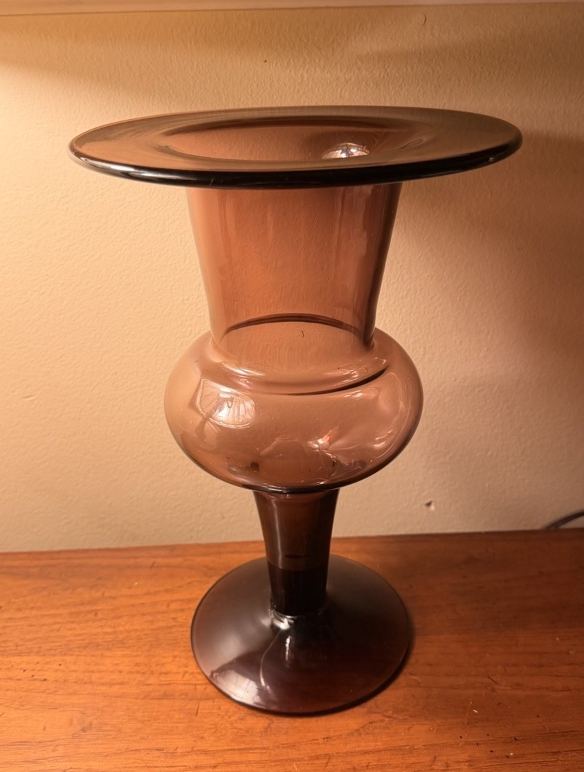 Blenko Hank Adams Amethyst Glass Urn Style Vase #9218 1990s Rare – WV