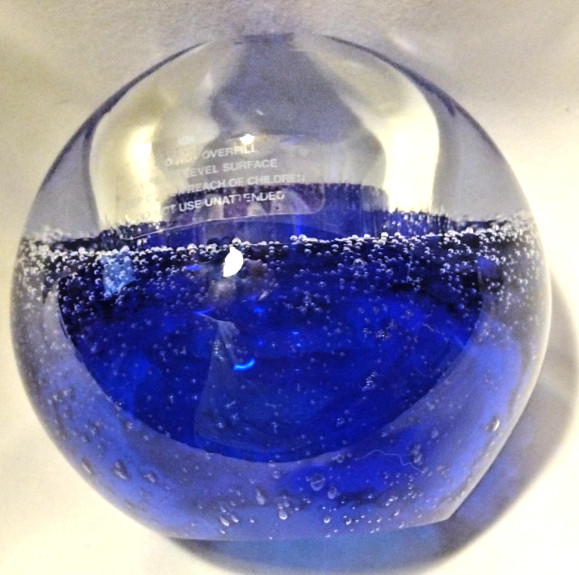 Kosta Boda Blue Moon Swirl Art Glass Oil Lamp / Paperweight Poland B2