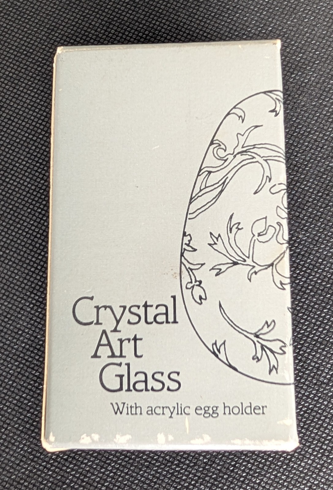 Vtg Pilgram Glass Sand Carved Egg Yellow with Tulips Original Box Acrylic Stand