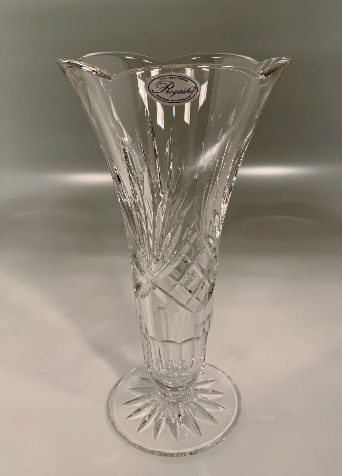 Rogaska RICHMOND Lead Crystal Flower Vase Hand Made in Yugoslavia