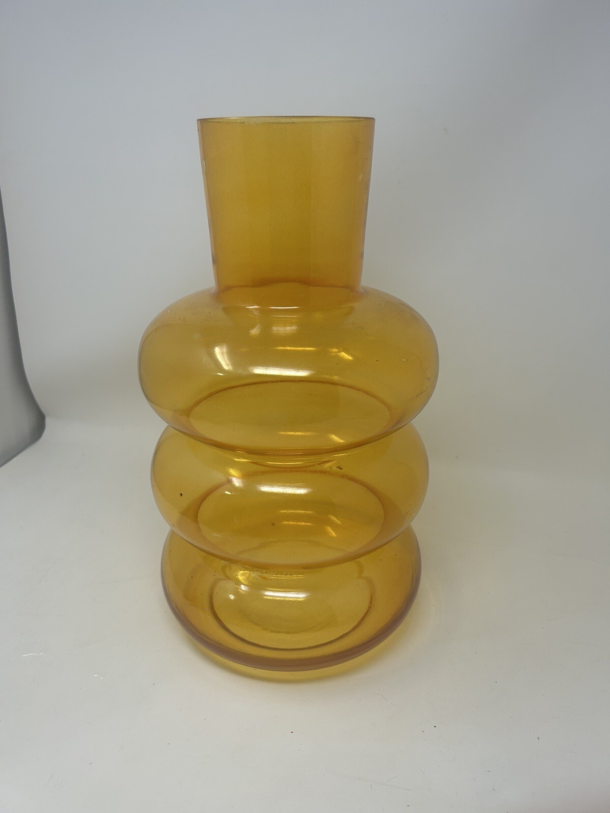 Vintage Hand Blown Possible Romanian Bubble Glass Beautiful Yellow Coated Glass