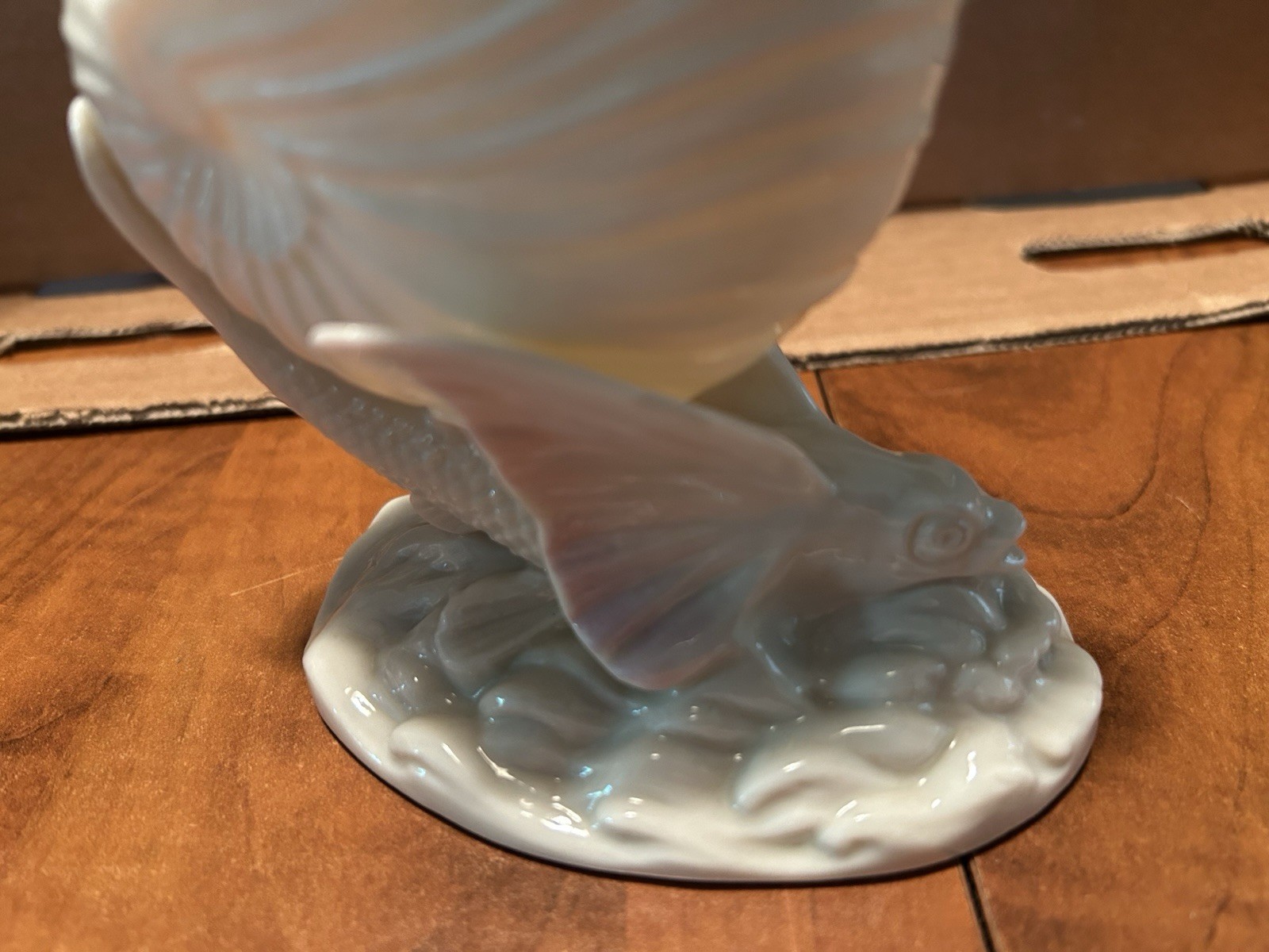 Vintage Belleek Flying Fish Shell Vase, Pink Accent, Porcelain, Ireland