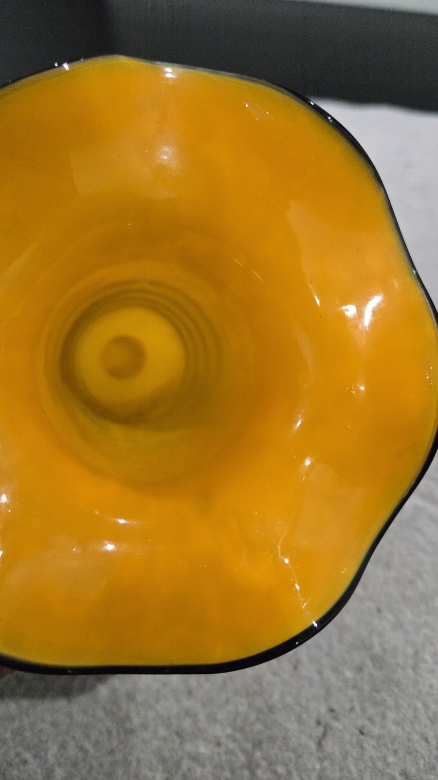 Vintage CzechoslovakiaGlass Tango ? Vase Red & Yellow Black Swirl Bohemian Lot 2