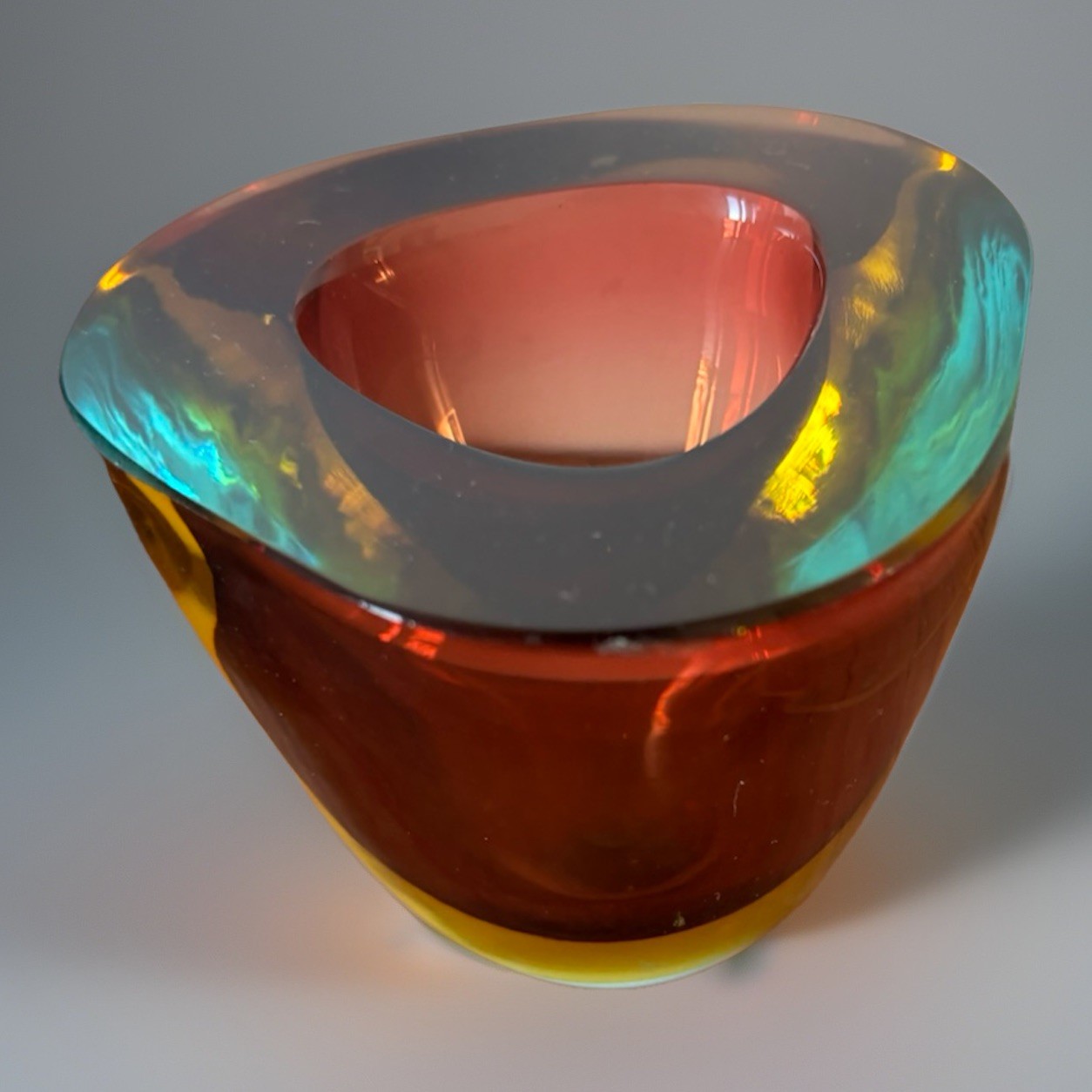 MCM Murano Flavio Poli for Seguso Sommerso Geode Bowl Ashtray 4” X 3”