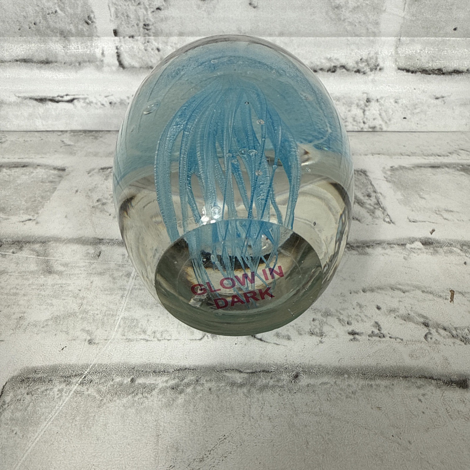 Jellyfish Paperweight Art Glass 4.5″ Glow In The Dark 4lb 3″ W