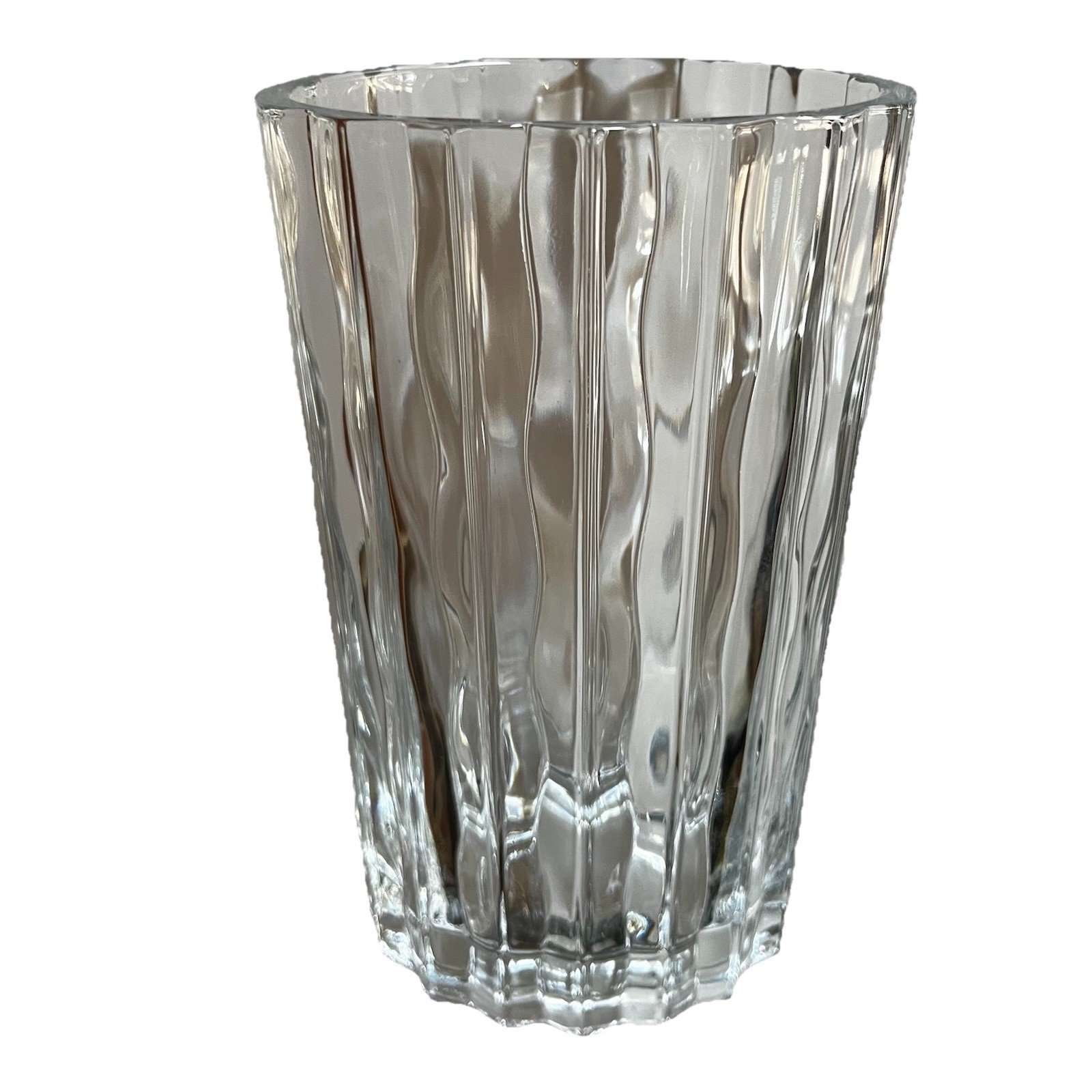 Marquis by Waterford Crystal Vase Oval Wavy Ribbed Ripple Heavy 9” Tall Flower