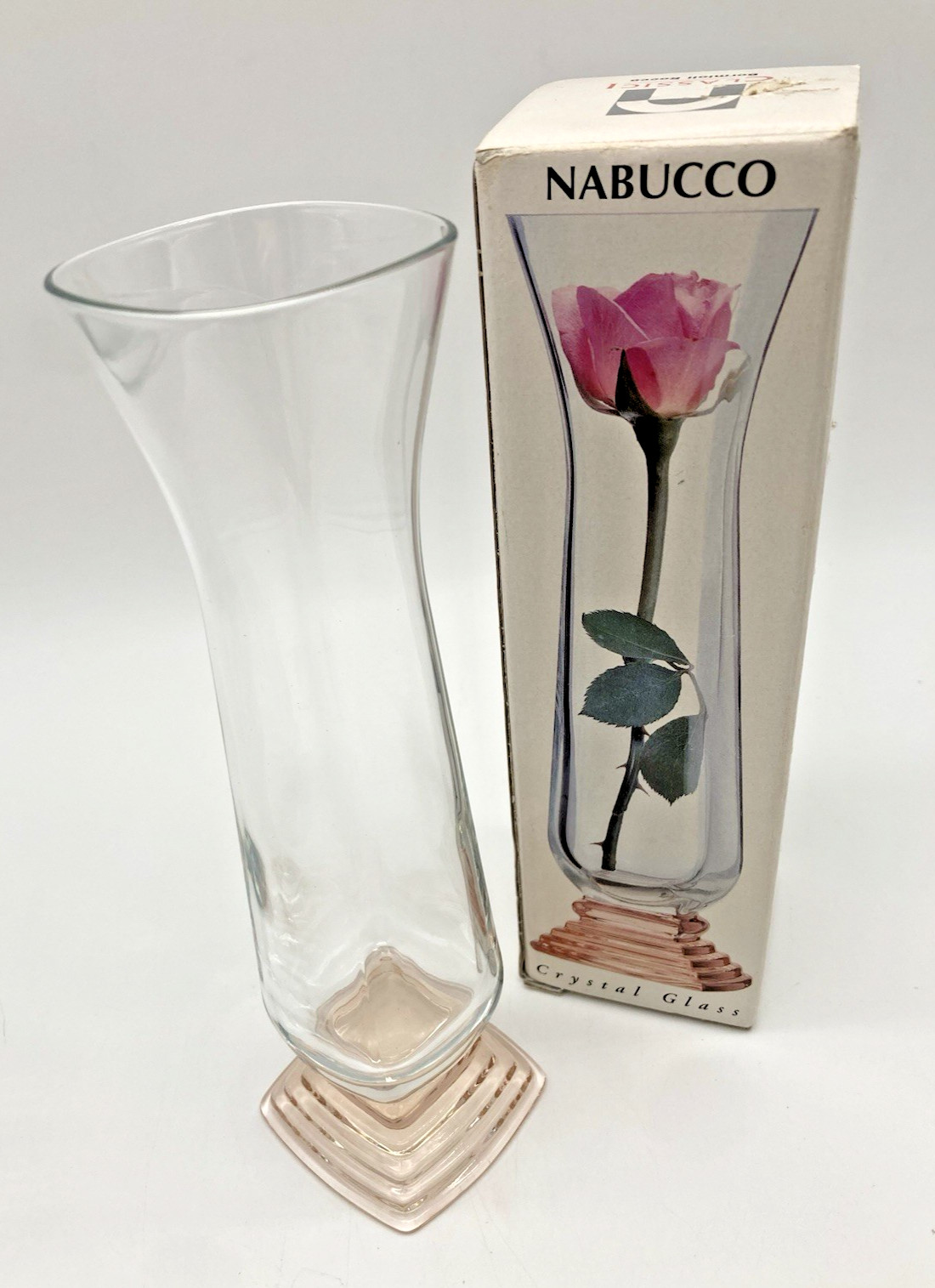 Vintage Delicate Blush Italian Classic Bormioli Rocco Quality Crystal Bud Vase