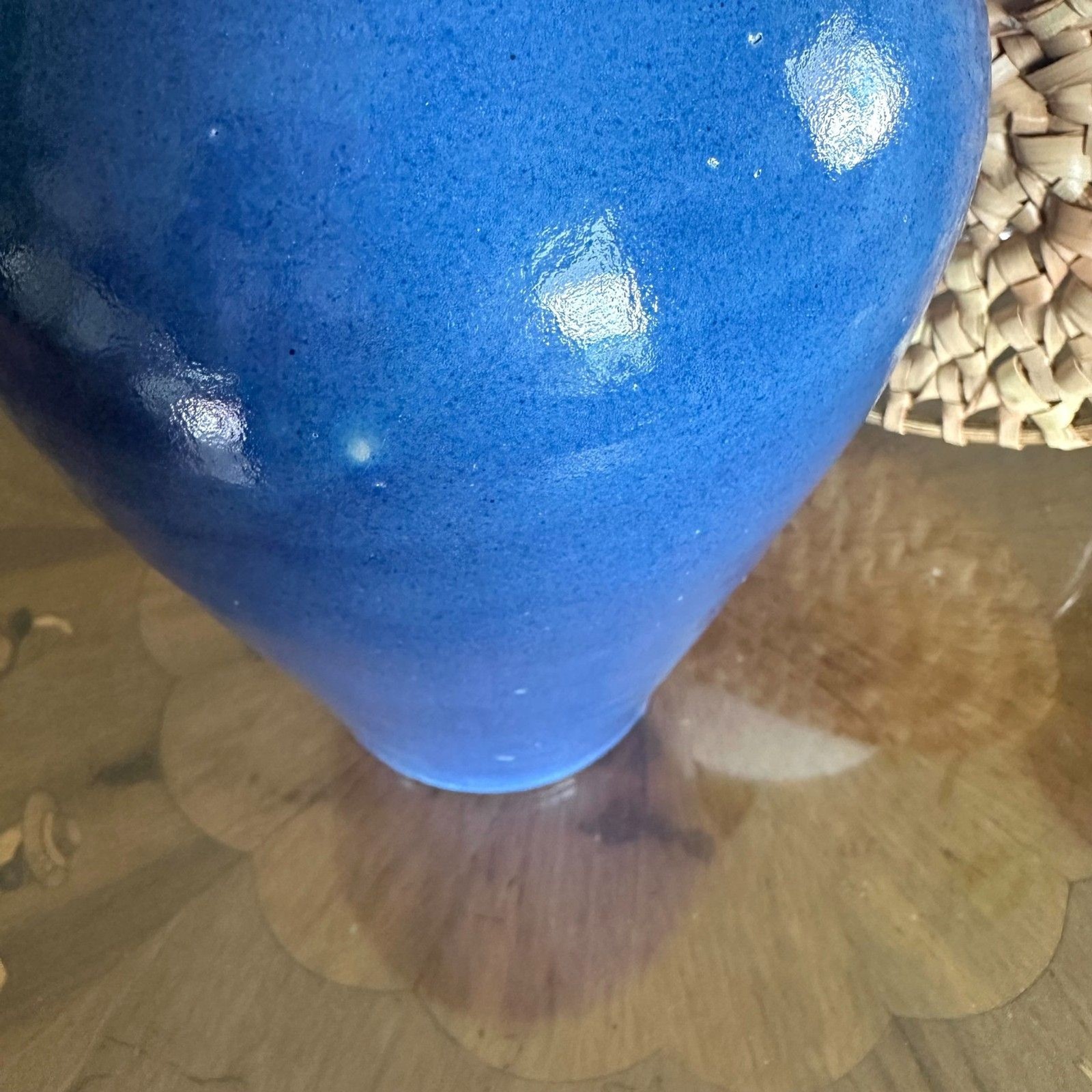 Vintage Bybee Pottery, KY Cornelison Blue Art Pottery Stoneware Vase, 9.75 in.
