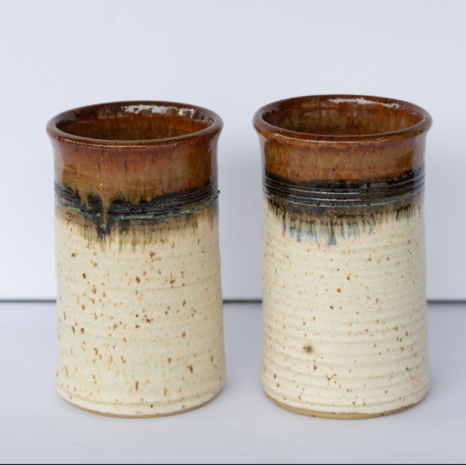Jaco SET OF 4: Hand Thrown Studio Pottery Stoneware Tumblers Mugs Vases