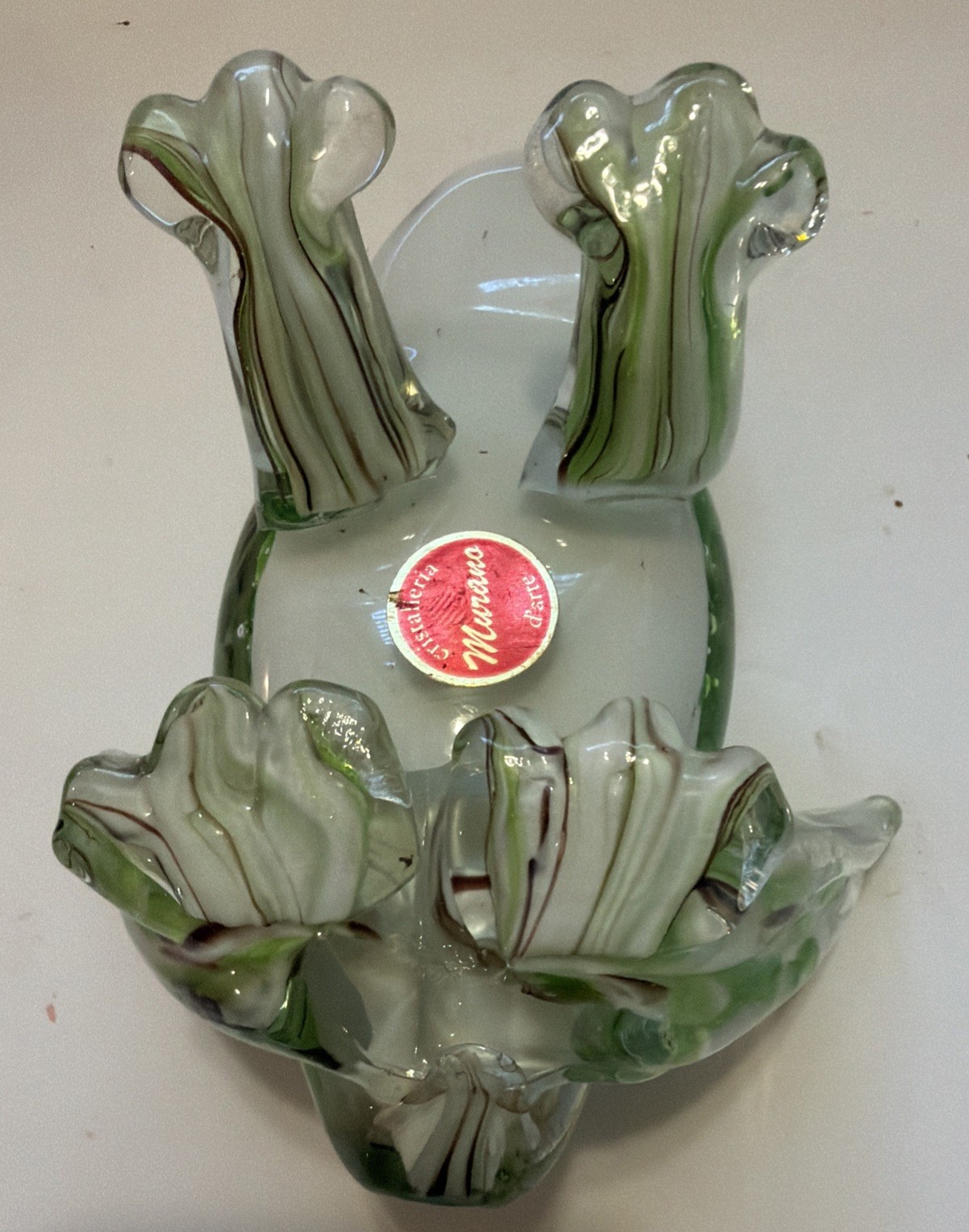 Murano Cristalieria D’arte Glass Blown Art Glass Frog Sculpture With Label