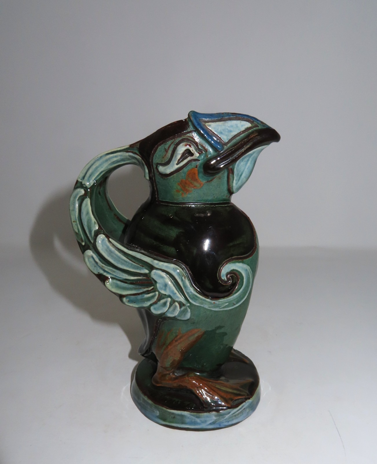 C. H. Brannam Barum Ware Pottery – Rare 1899 Puffin Jug 6 1/2″ inches in height