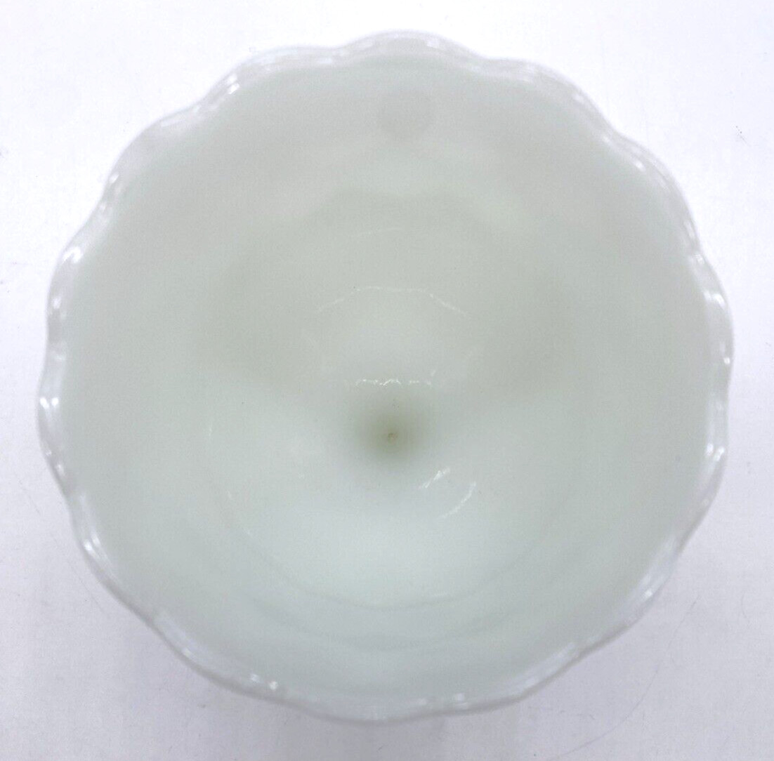 Vintage Milk Glass Chalice 6.25″ Harlequin Diamond Pattern Scalloped Top