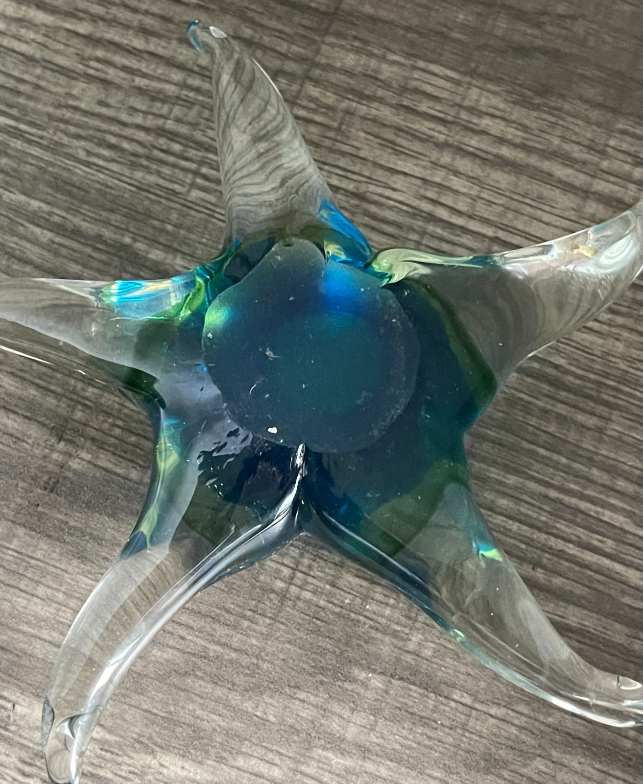Crystal Heavy Art Glass/Paperweight Green Sea Turtle(4.5X5) & Blue Starfish(5X5)
