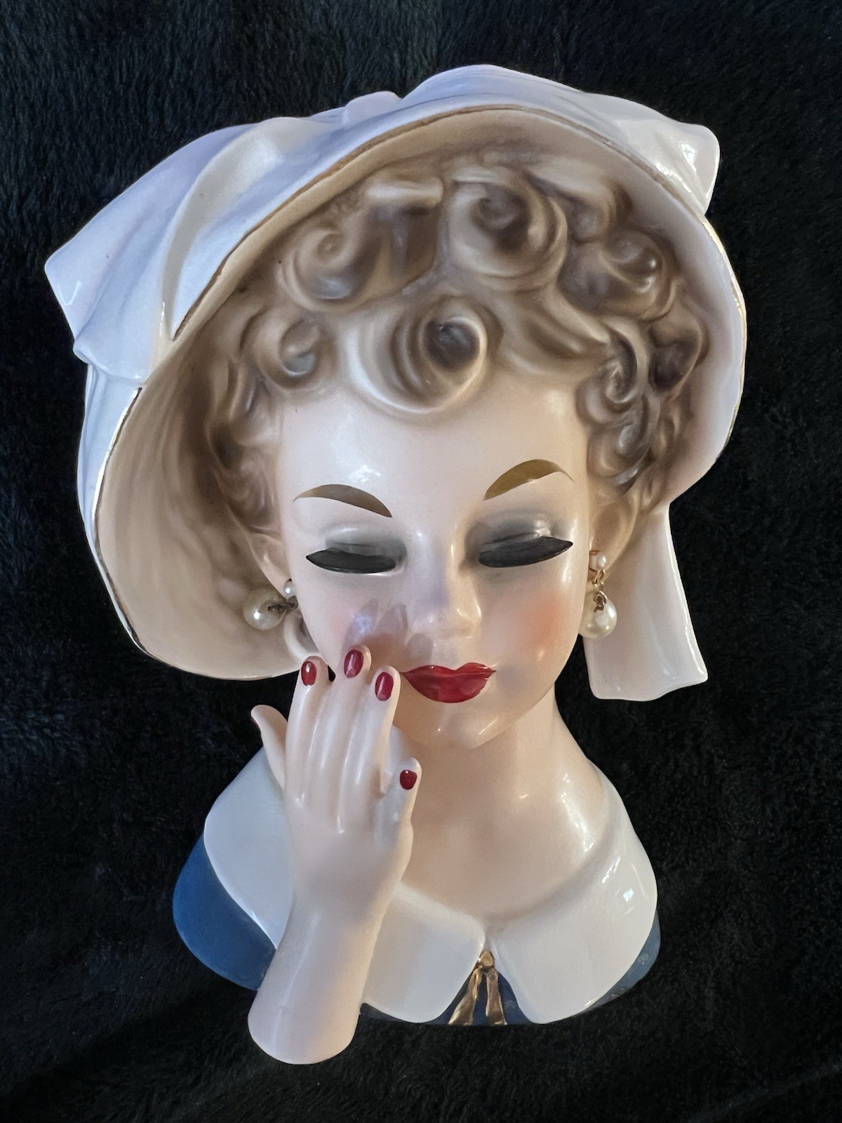 HTF PAM 7 1/2″ STUNNING LADY HEADVASE HEAD VASE ~ WREATH MARK JAPAN