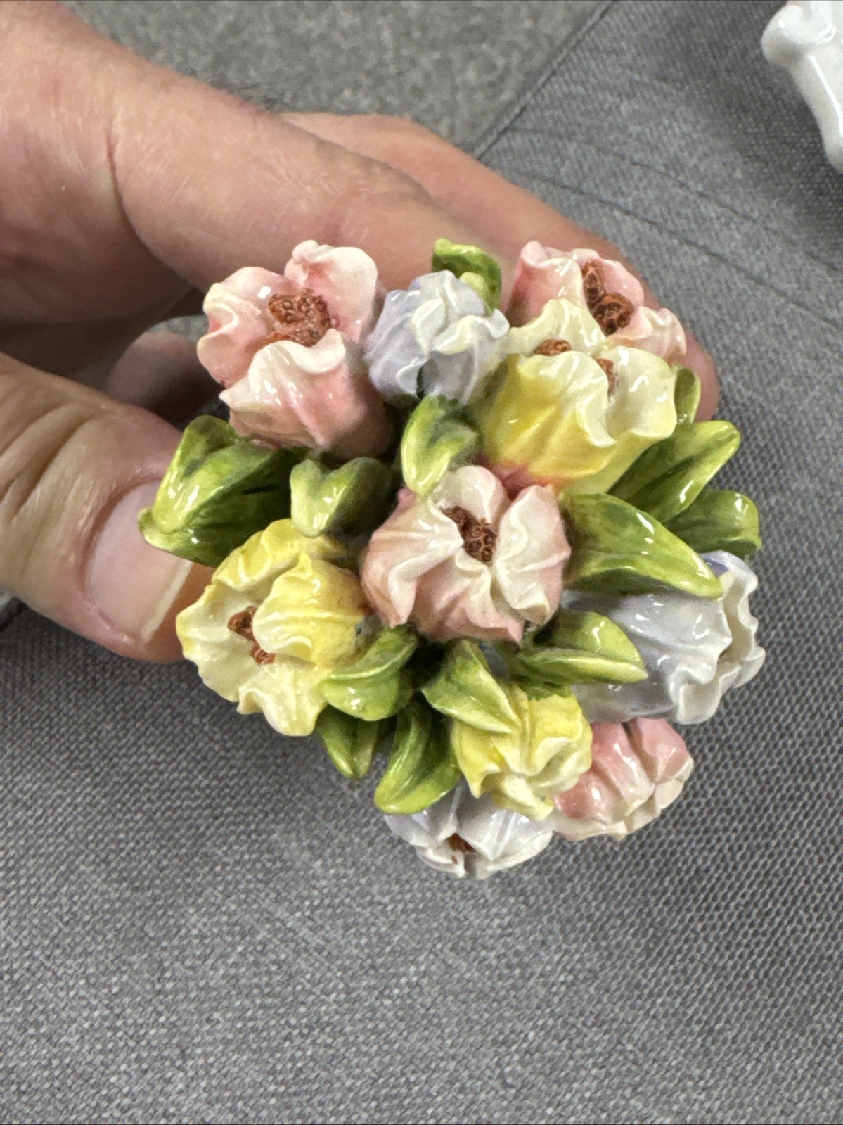 Vintage Porcelain Colorful Flower Posies Bouquet
