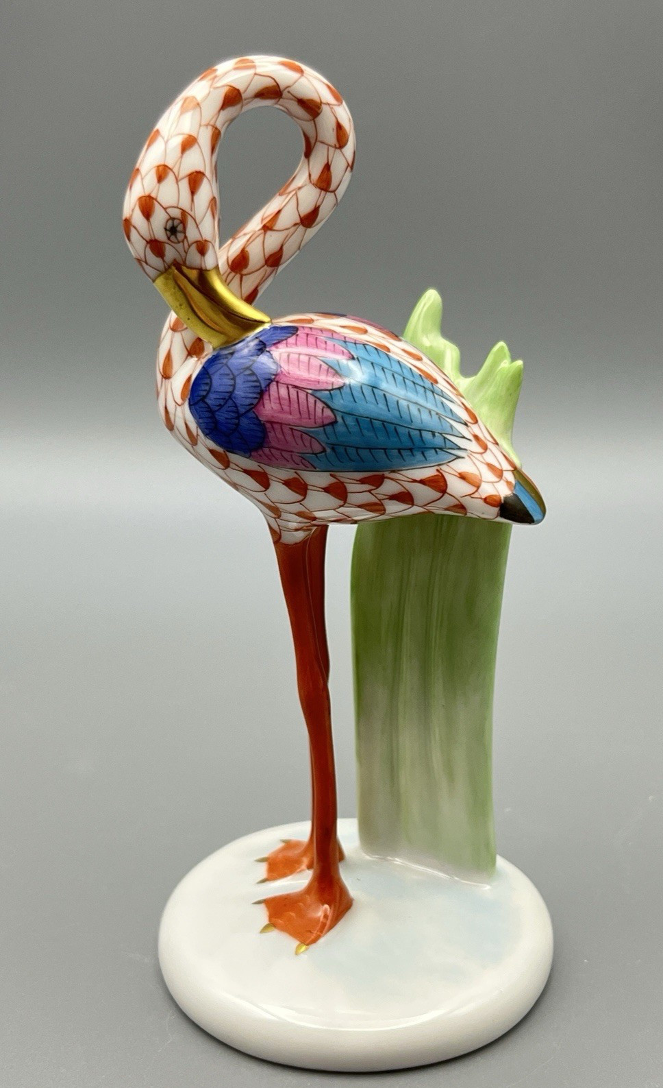Herend Bird Figurine – Flamingo – Rust Fishnet