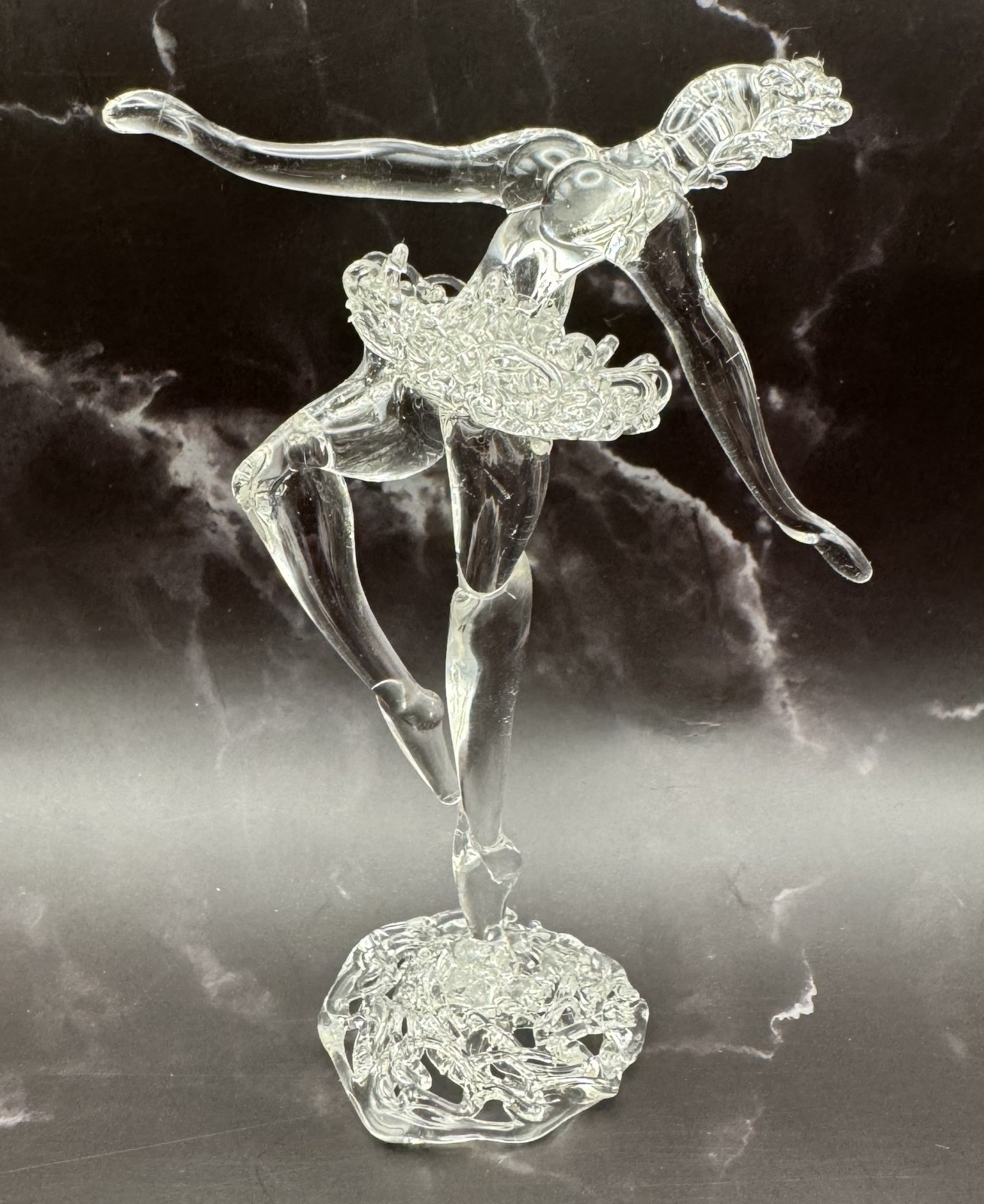 Vintage Spun Art Glass Ballerina Ballet Dancer Handmade Figurine 3.8″ Tall