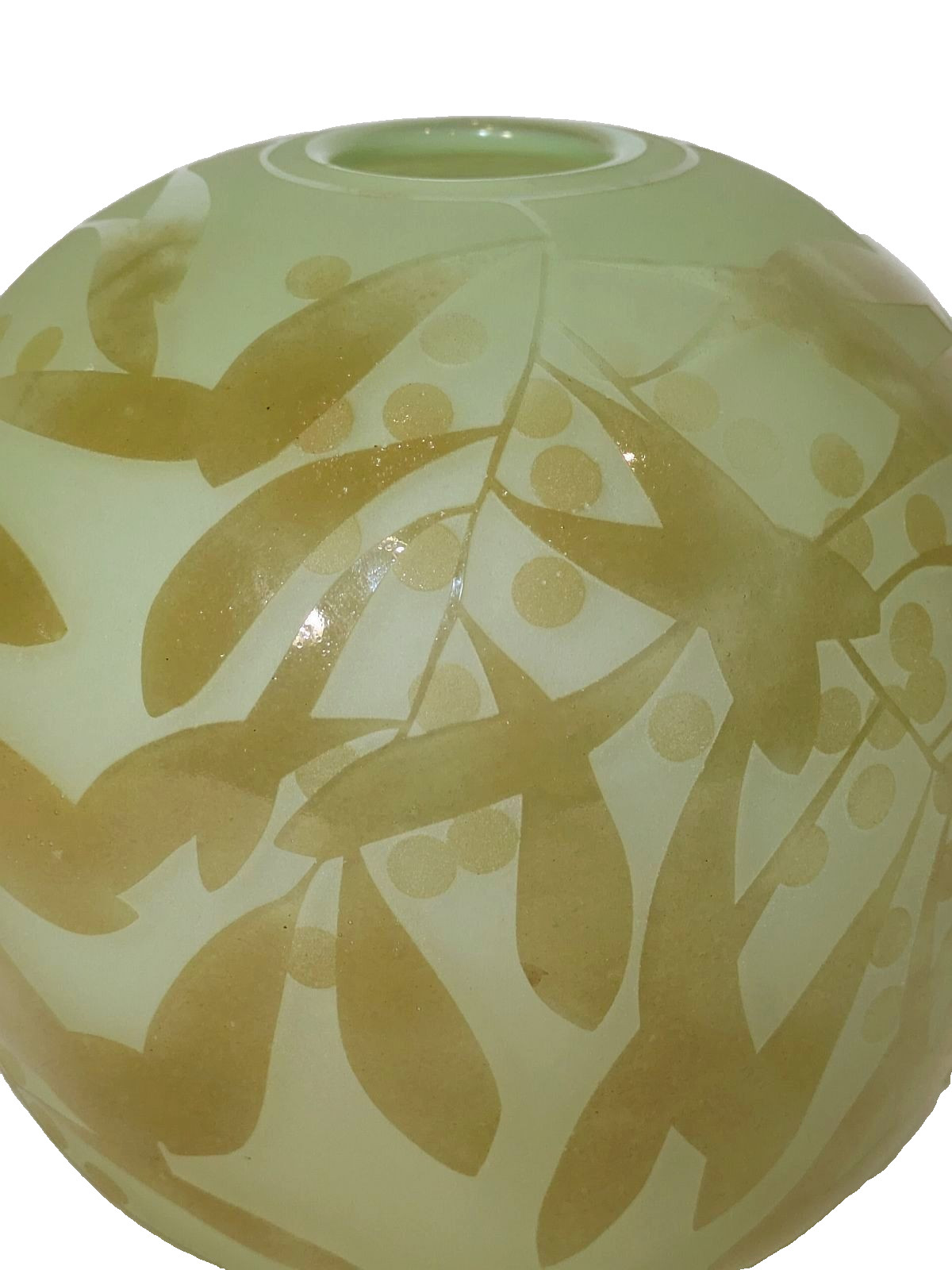 Signed Amanda Louden Glass Vase— Wattle Leaves — Australian Studio Glassblower