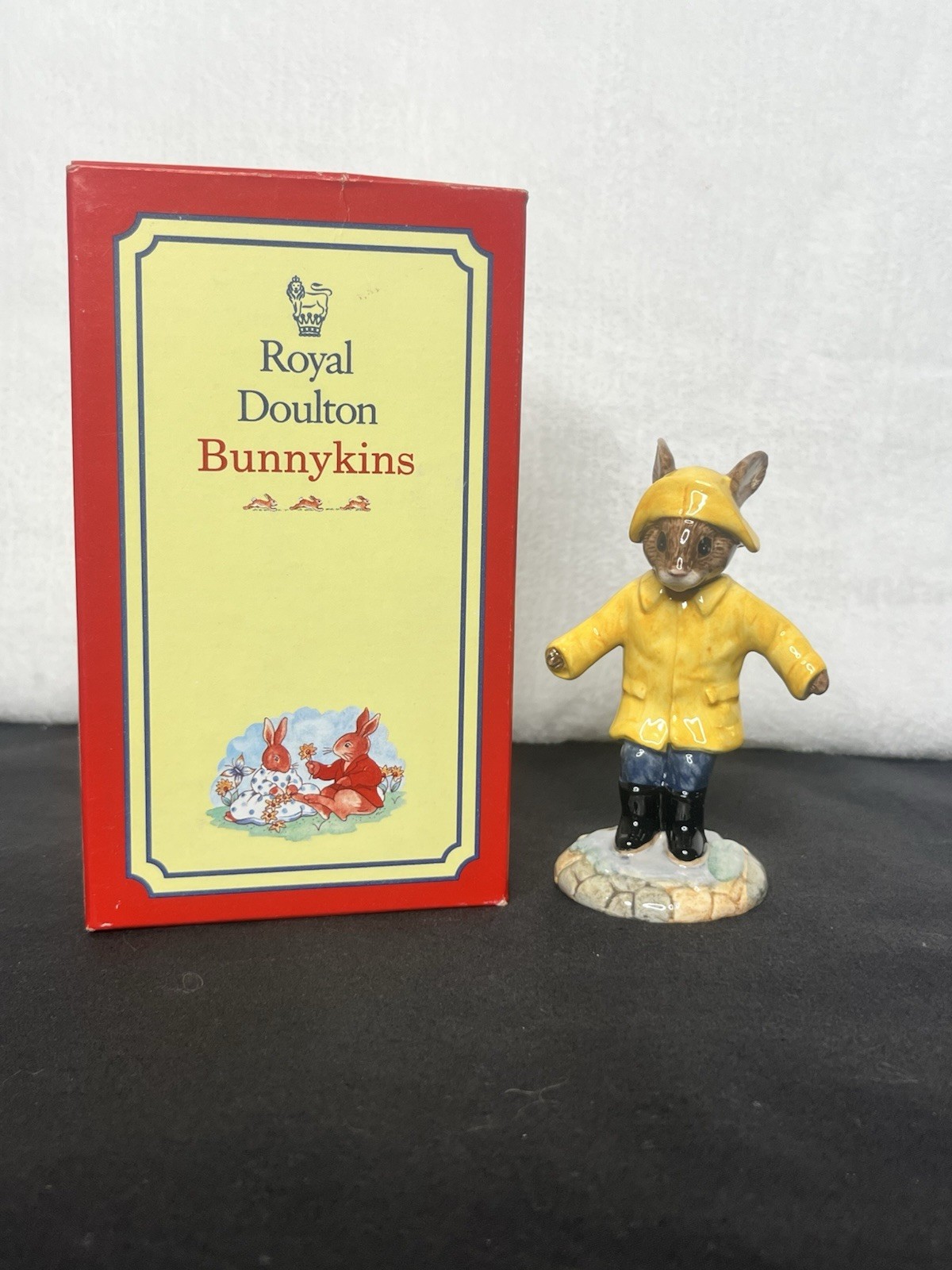 1994 Bunnykins Rainy Day DB 147 Royal Doulton England 4” Slicker