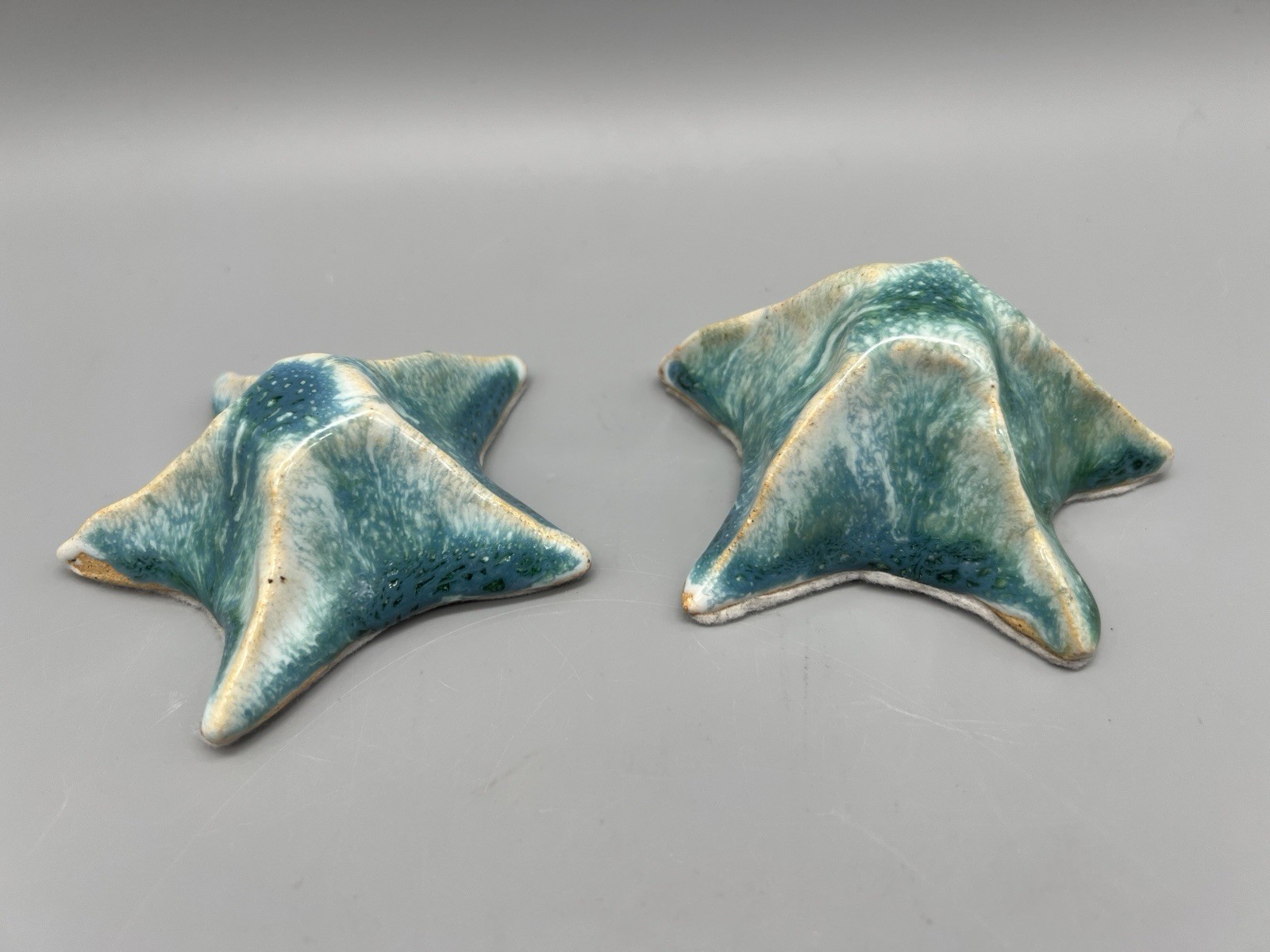 Studio Art Pottery Starfish Decor Aqua Turquoise Tan Variations MJP Custom Tiles