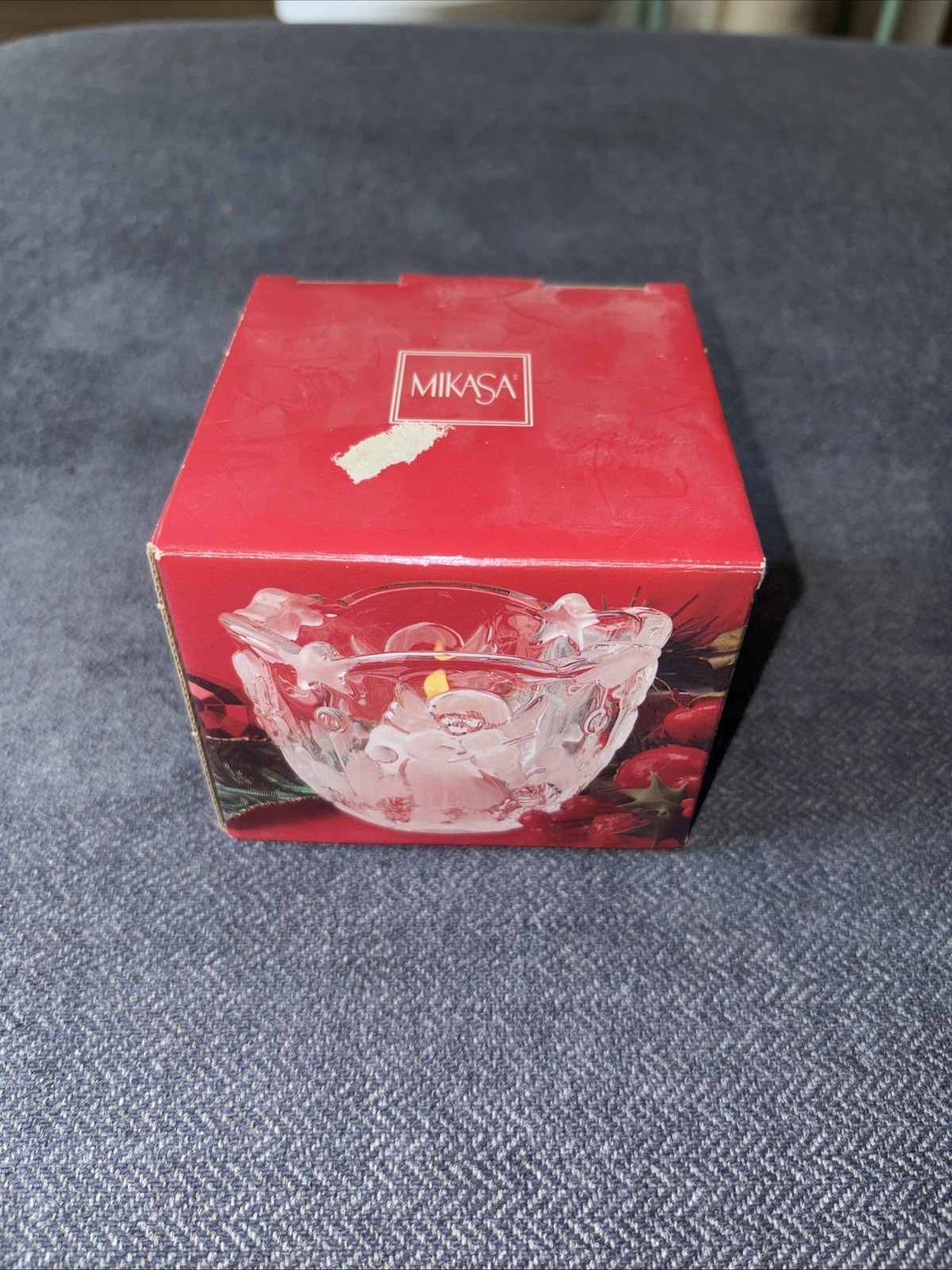 MIKASA Crystal Holiday Lights 3.25″ Frosted Angel Votive Candle Holder & Candle