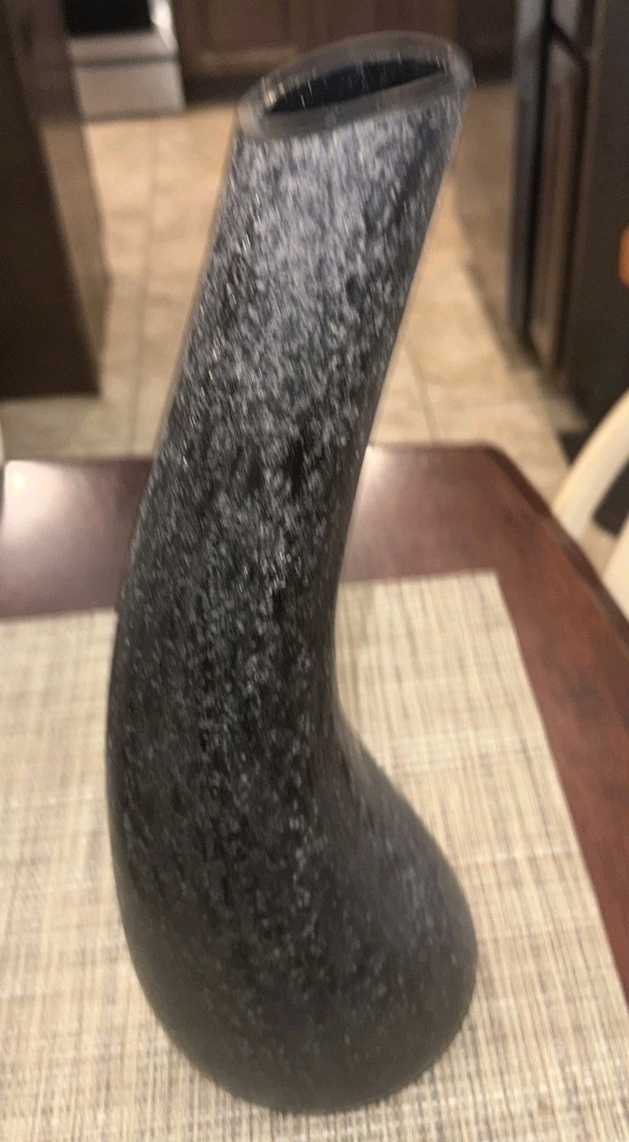 alfredo barbini murano glass Acid Etched Black Vase Signed 16” 1960/1970 Italy
