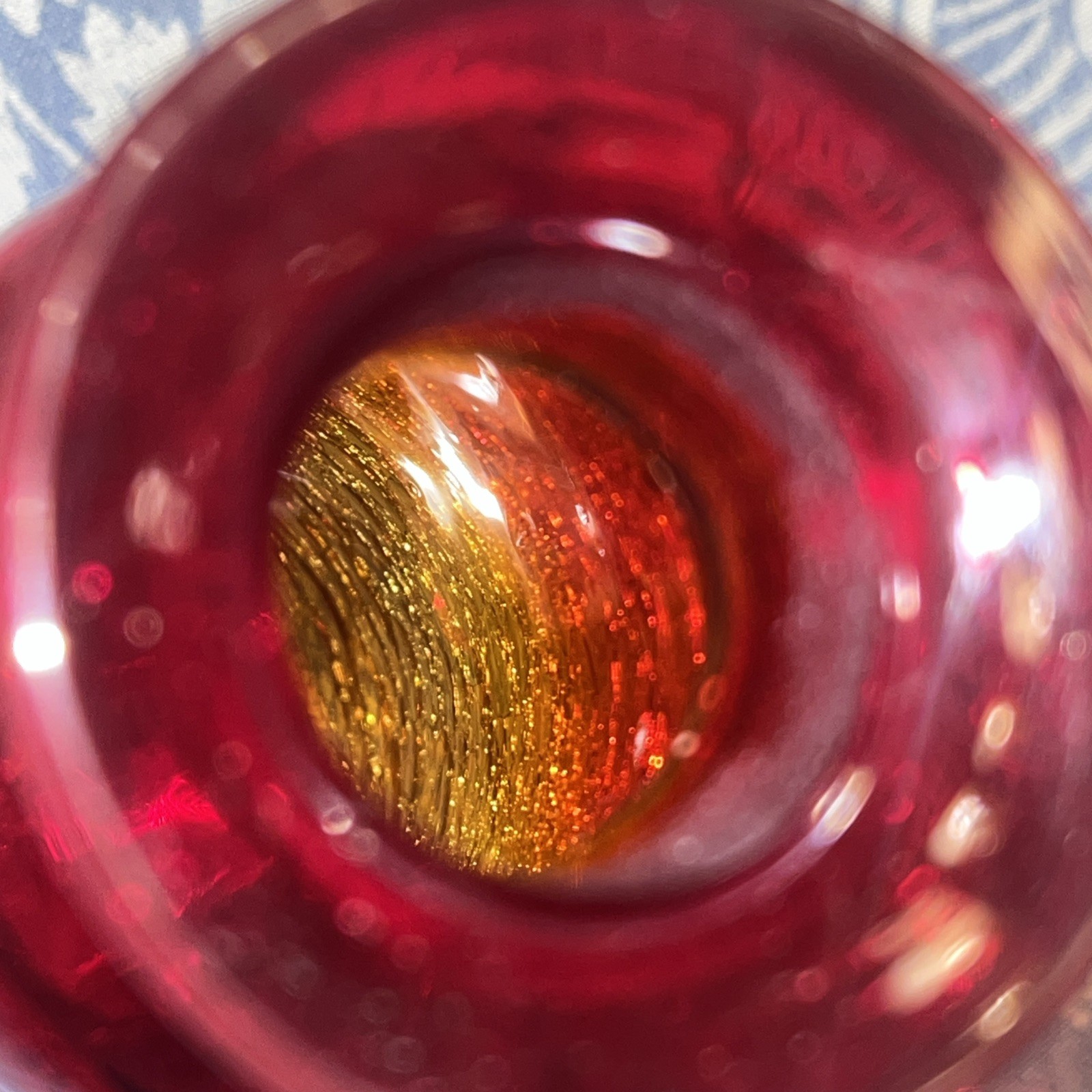 Mid-Century Amberina Or Tangerine Crackle Glass 9.5 Inch Vase. Gorgeous.