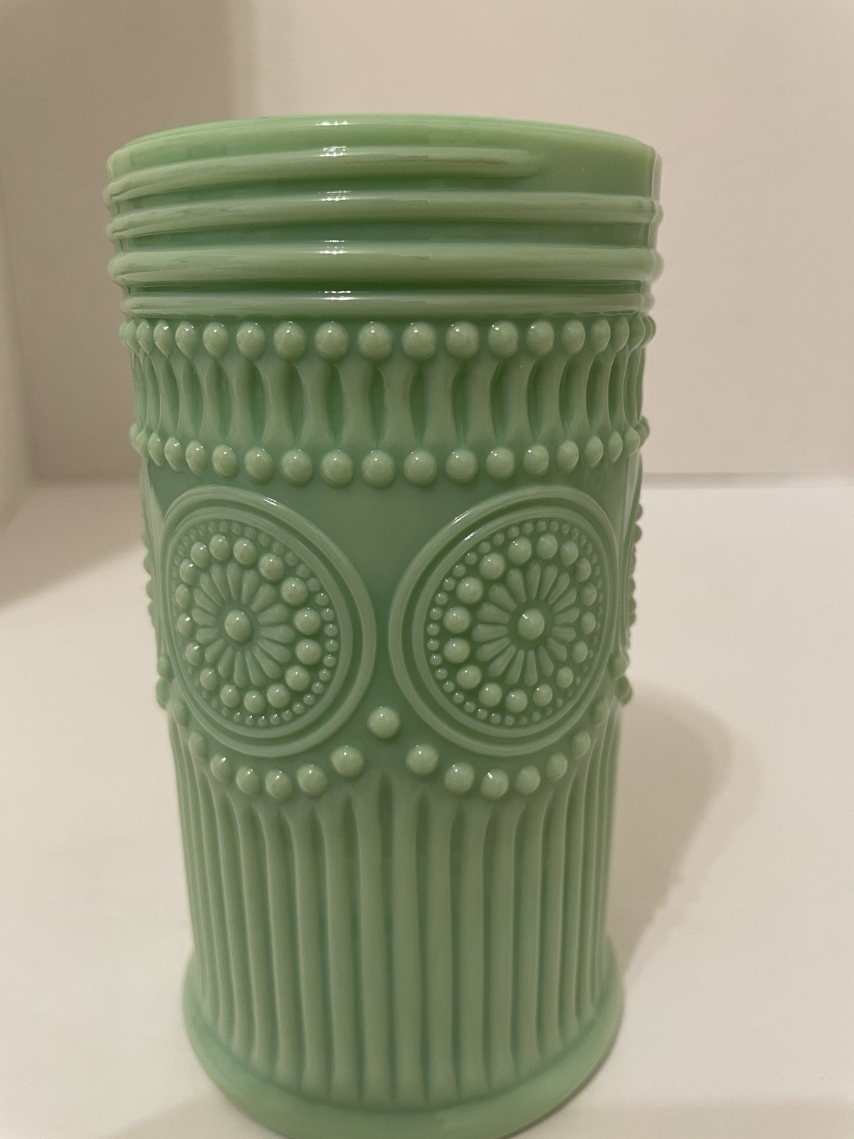 TABLECRAFT JADEITE GREEN GLASS HOBNAIL RETRO 5” VASE OR SUGAR SHAKER NO LID