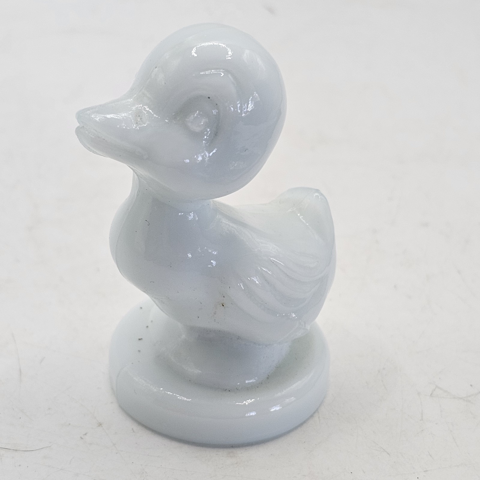 Boyd Debbie The Duck Figurine Blueish Milk Glass Vintage 3″ Estate Find