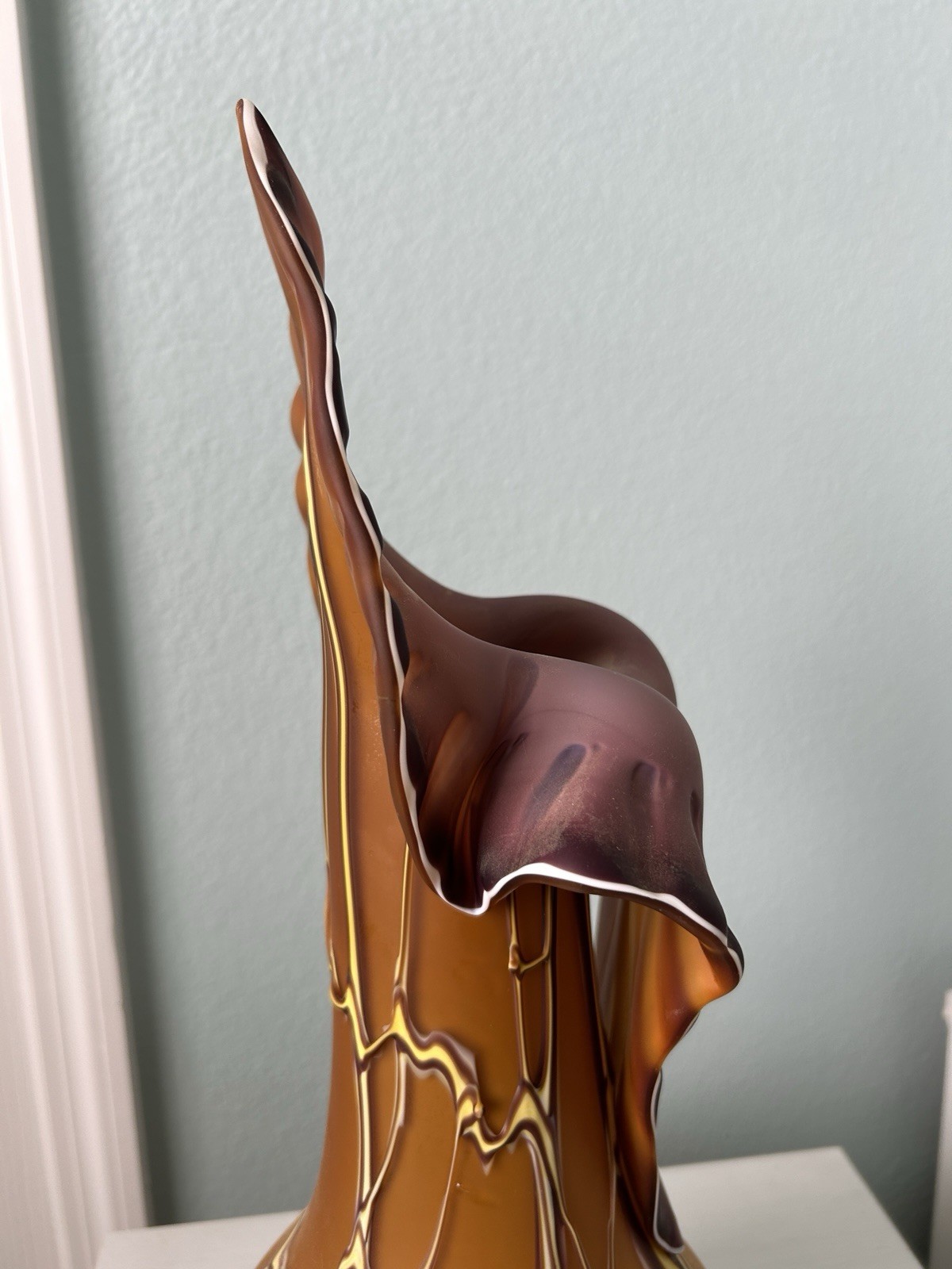 Baijab Glass Azerbaijan Russian Jack In The Pulpit Hand Blown Vase 17″