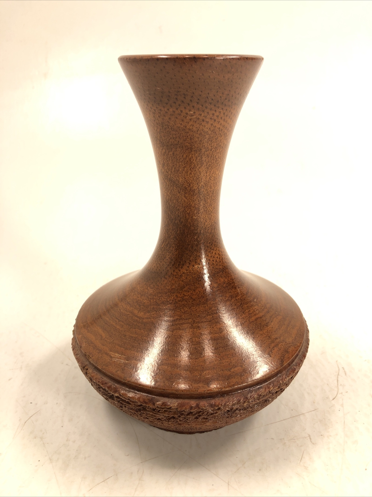 Wooden vase 6 1/2 inches tall 4 1/2 inches diameter