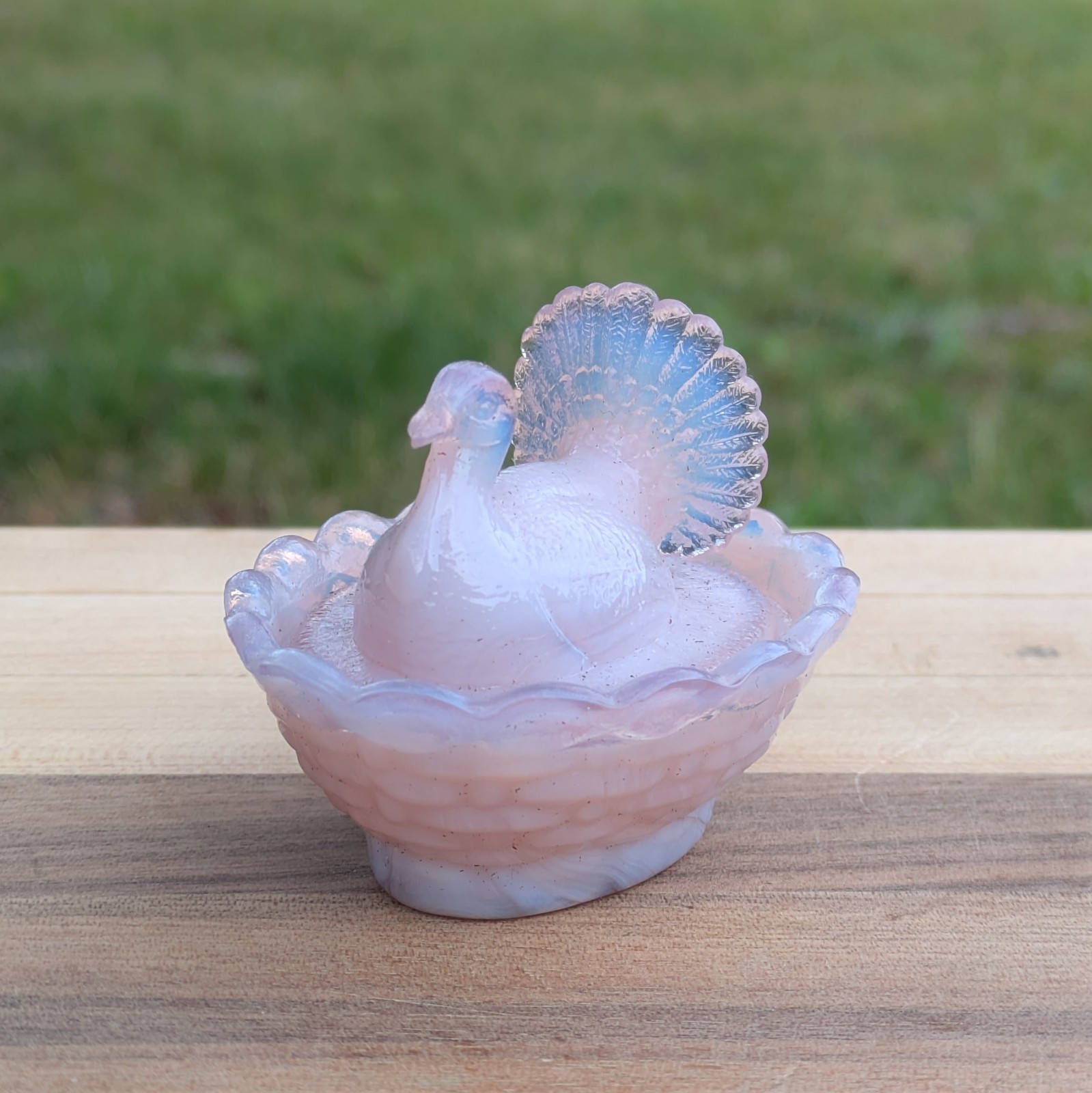 Boyd Crystal Art Glass Turkey Salt / Turkey-on-Nest MIRAGE