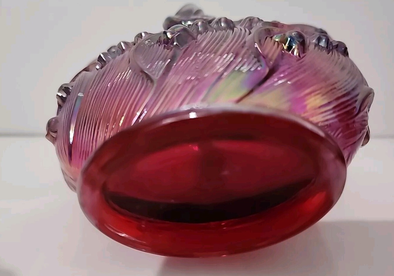 Fenton RED CARNIVAL Lily Of The Valley Basket – PERFECT!