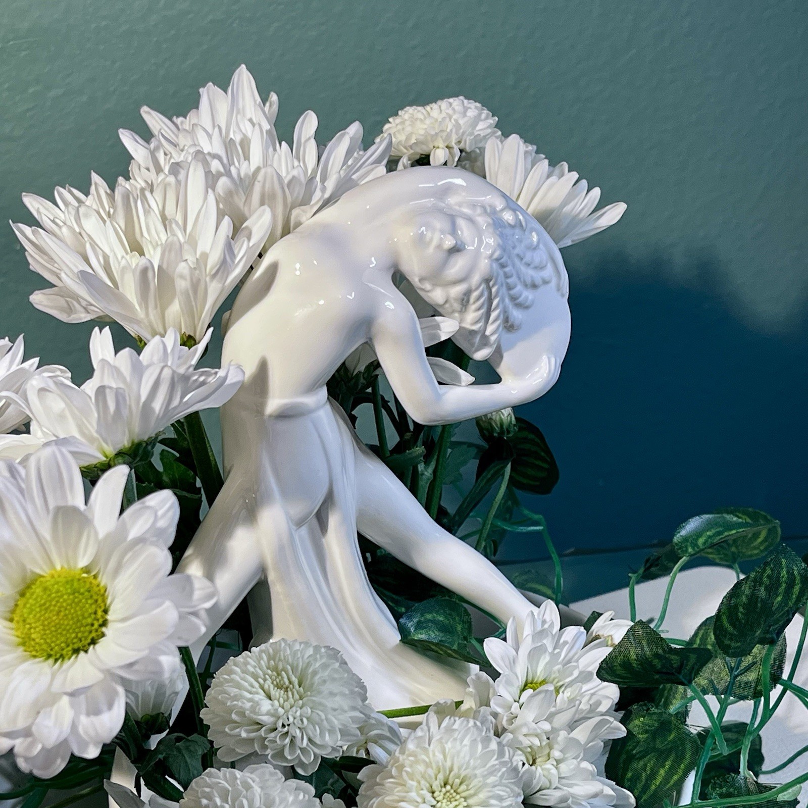 Art Deco Dancing Woman Sculpture Flower Frog White Ceramic SDD 1986