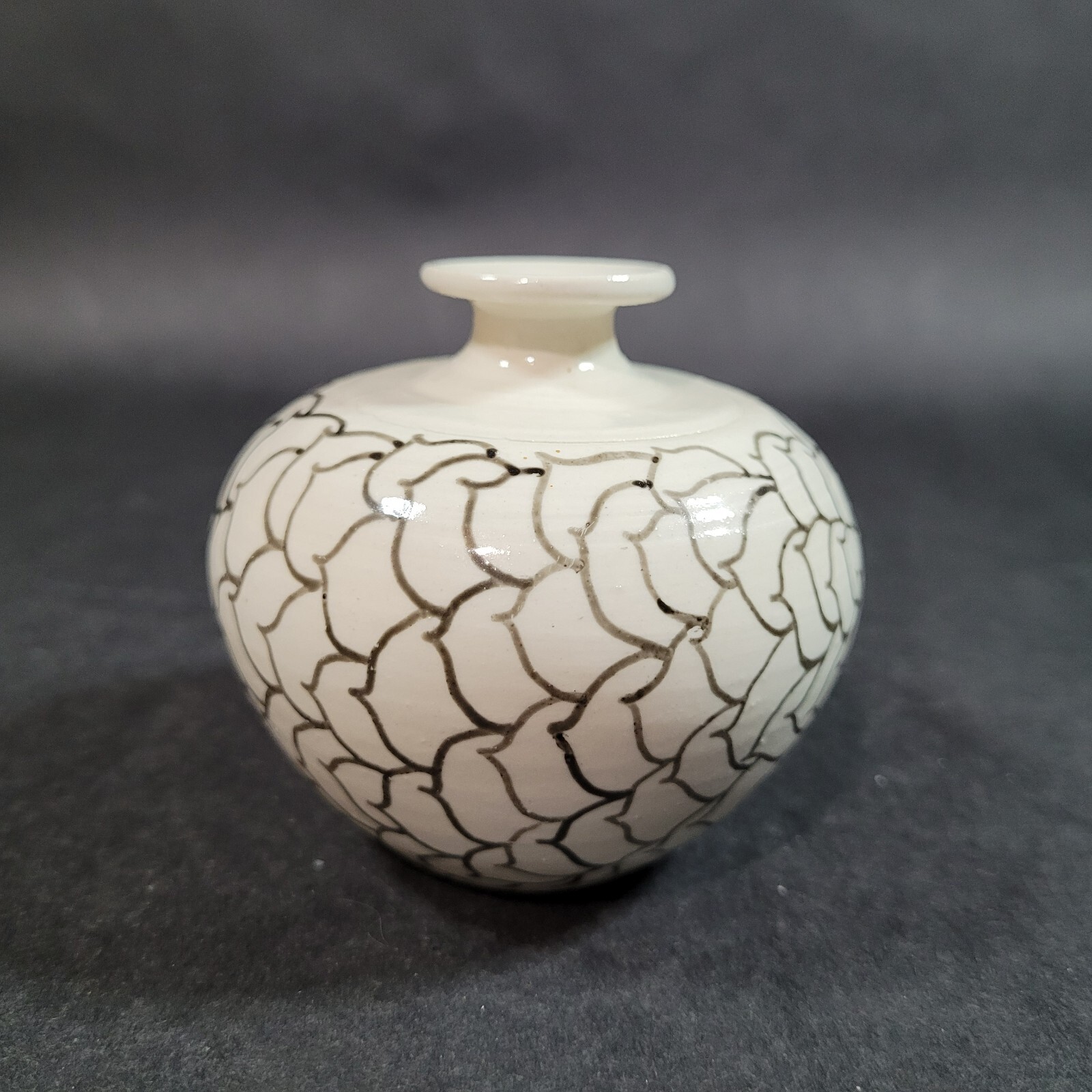 Studio Pottery Weed Pot Bud Vase Artist Signed 3 inch tall hand painted