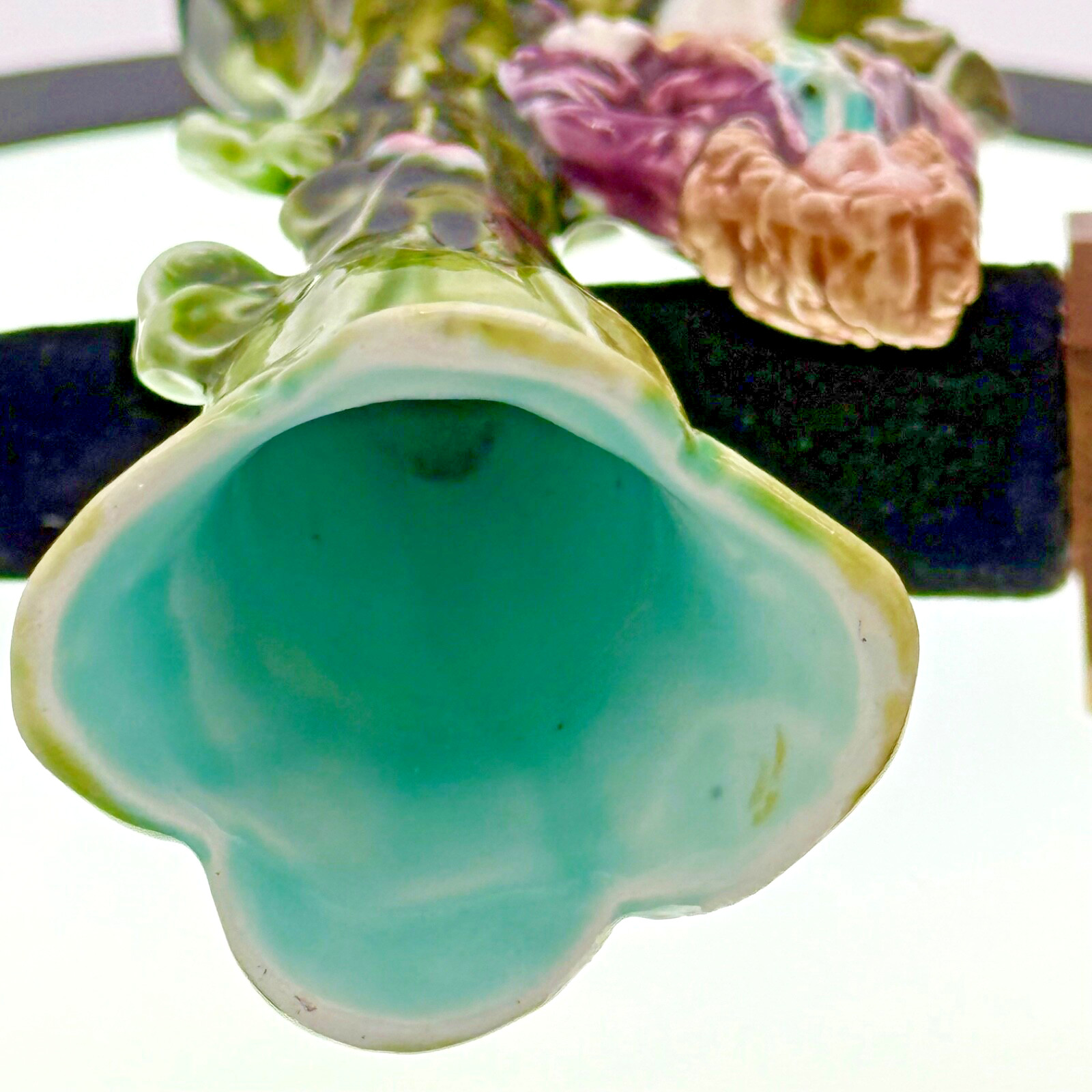 Antique French Majolica Bud Vase Figural Pottery Spill Vase Read