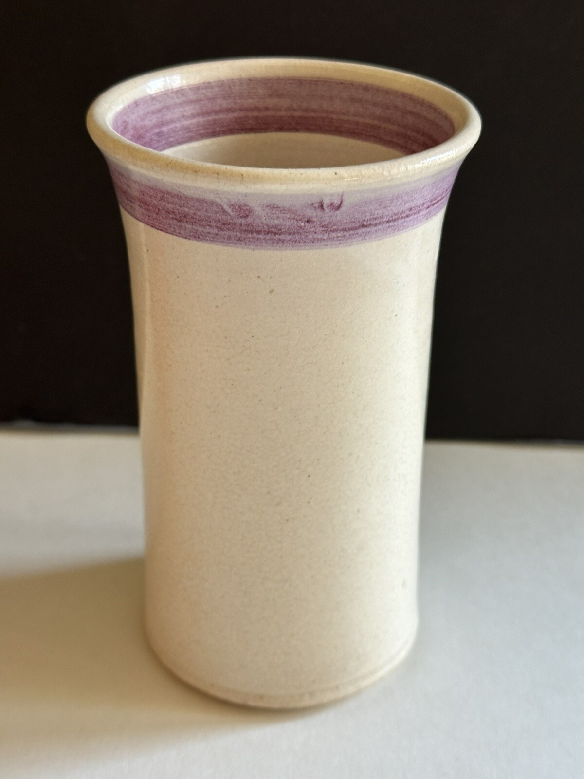 Studio Art Hand Thrown Pottery Vase Iris Hand Painted Artist Signed 6” USA