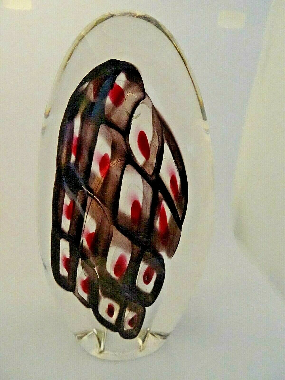 Signed Matthew Paskiet Firenation Toledo Art Glass Peacock Sculpture Paperweight