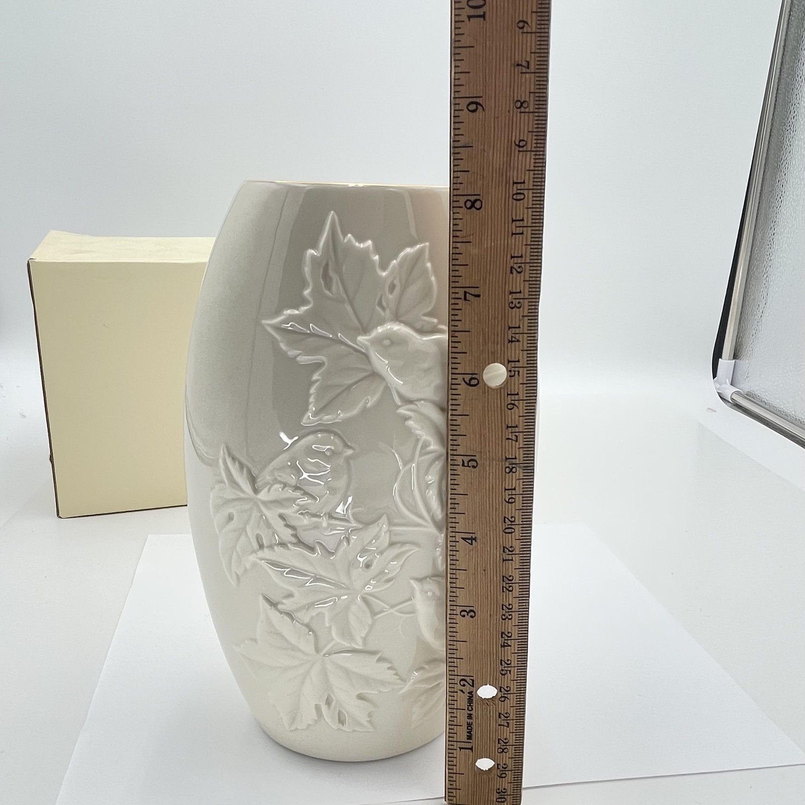 Lenox Fall Seasonal Vase Chickadees Maple Tree Legacy Edition Made USA Porcelain