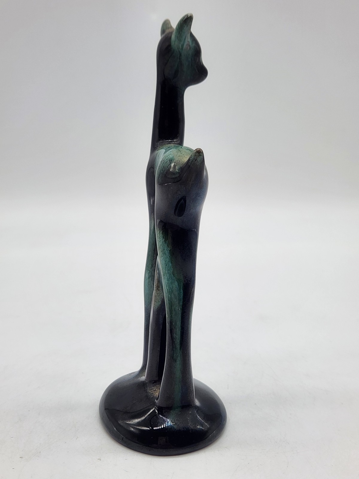 Blue Mountain Pottery Canada Green Brown Drip Glazed Standing Deer Figurine