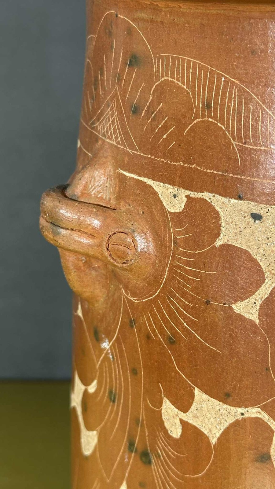 VINTAGE INDONESIAN POTTERY VASE HANDMADE FROM TERRACOTTA CLAY – 10.25″ Tall