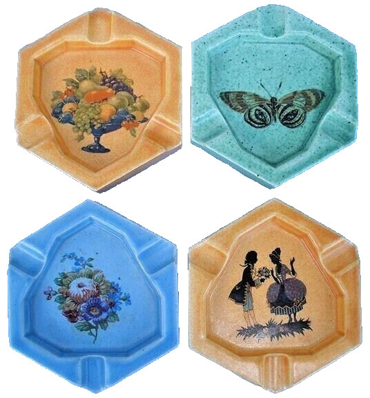 Set 4 Pottery Ashtrays by Taylor Bros. Poughkeepsie NY
