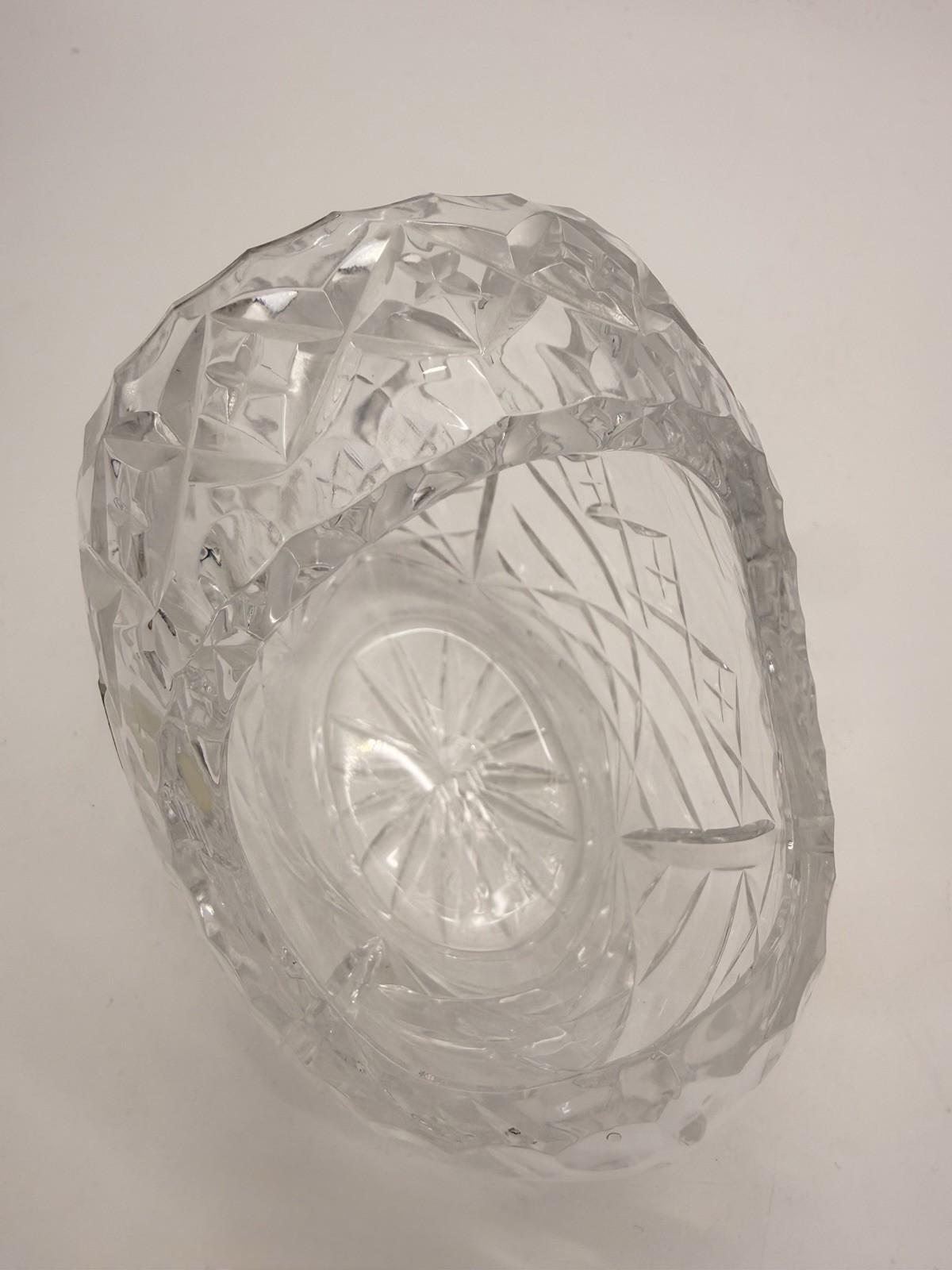 Vintage Edinburgh Crystal Cut Glass Basket Bowl Handle Bon Bon Dish